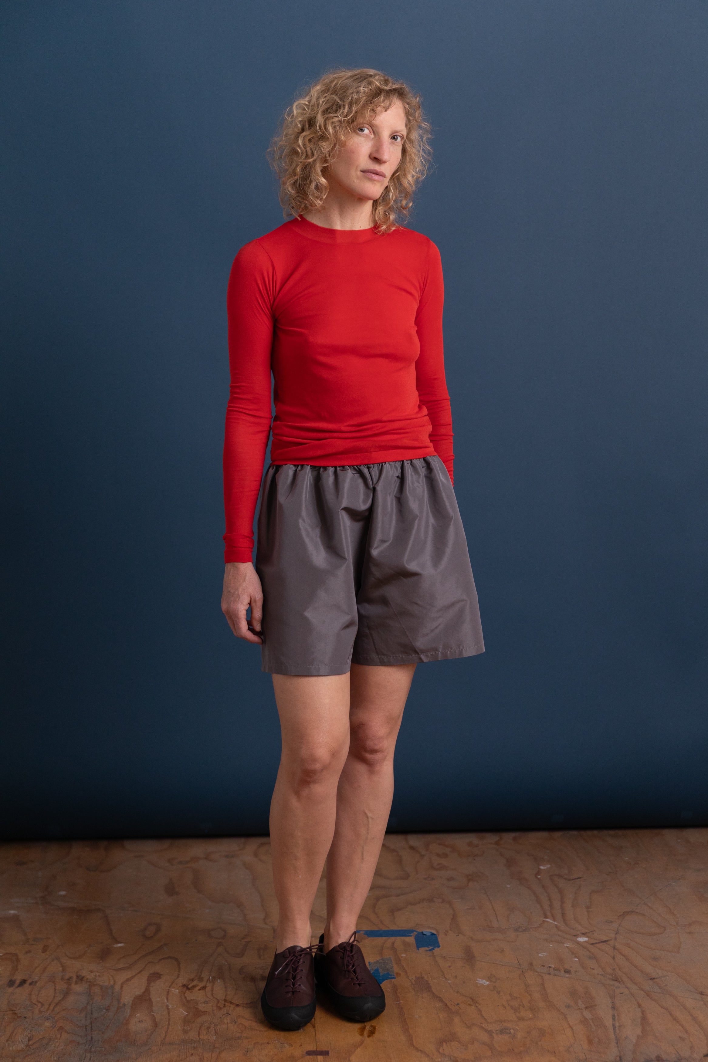 LONG ASA SHORT IN METAL SILK TAFFETA