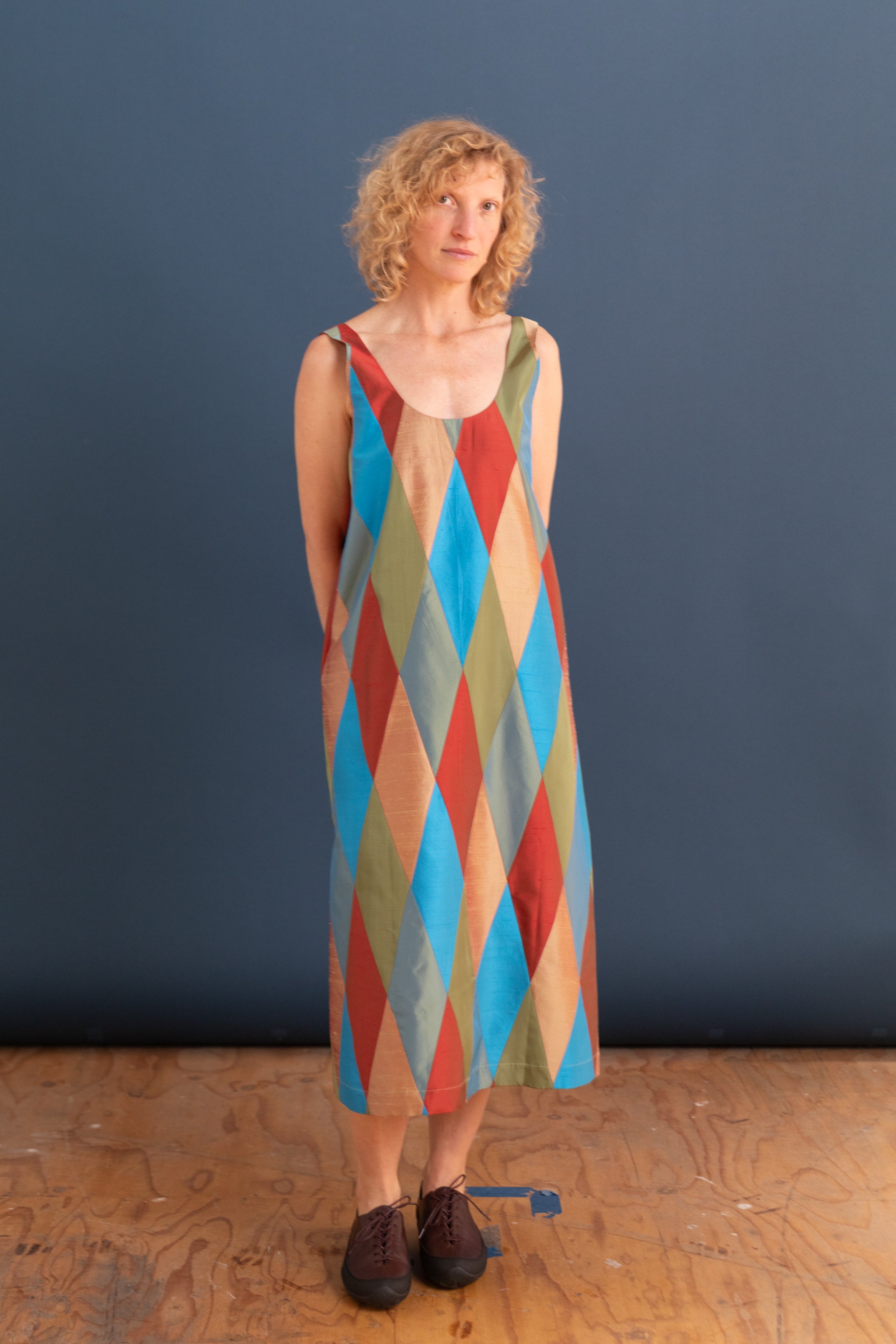 LUCILLE DRESS IN MULTI SILK TAFFETA