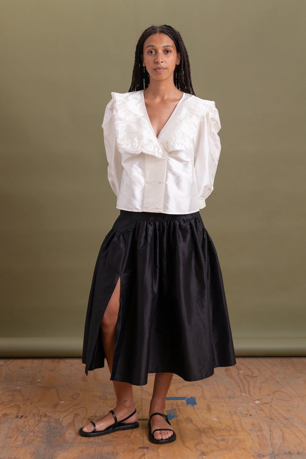 VIENNA TOP IN WHITE SILK SHANTUNG