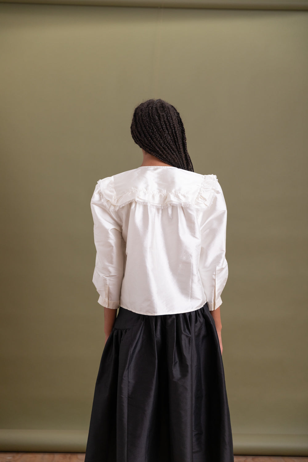 VIENNA TOP IN WHITE SILK SHANTUNG