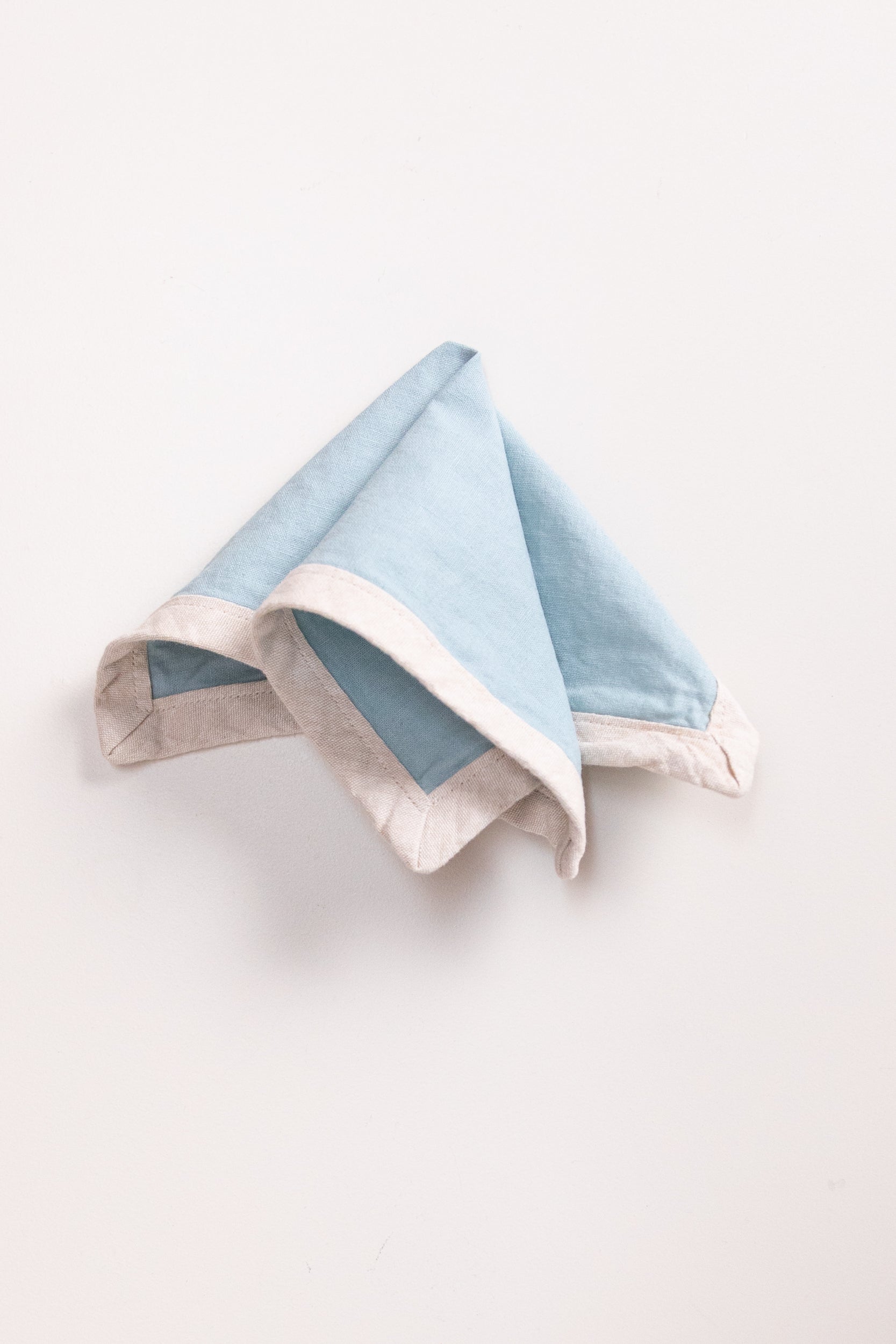 EDGED COCKTAIL NAPKINS IN BLUE LINEN - SET OF FOUR
