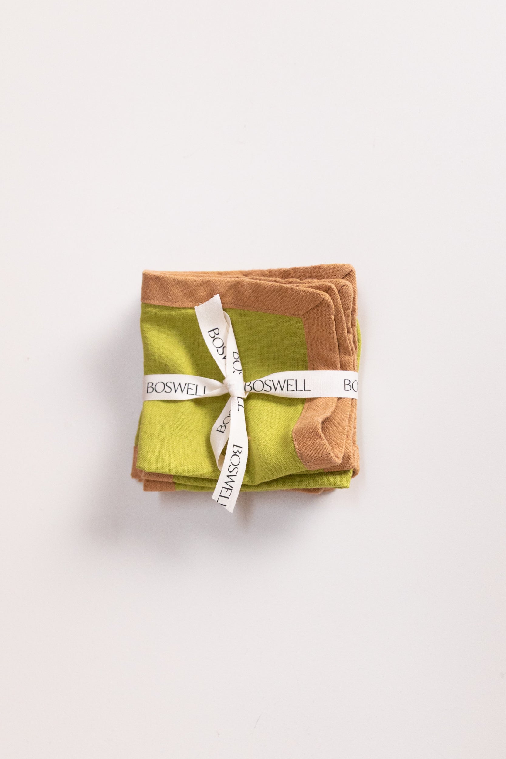 EDGED COCKTAIL NAPKINS IN PEAR LINEN - SET OF FOUR