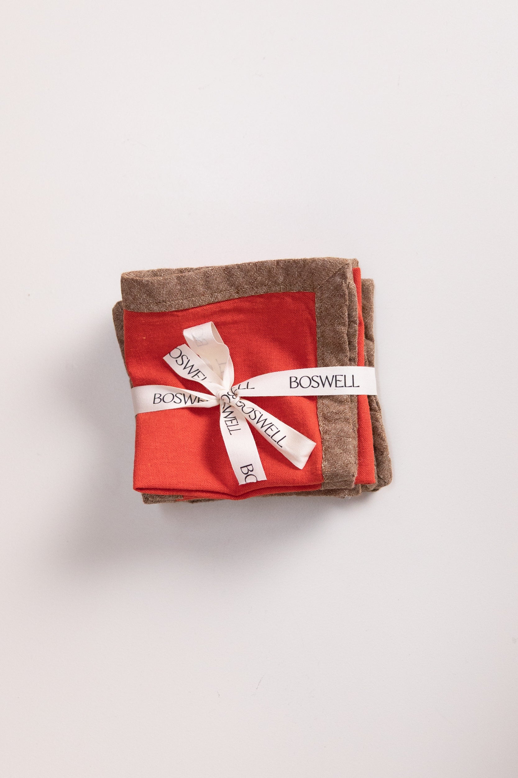 EDGED COCKTAIL NAPKINS IN POPPY LINEN - SET OF FOUR