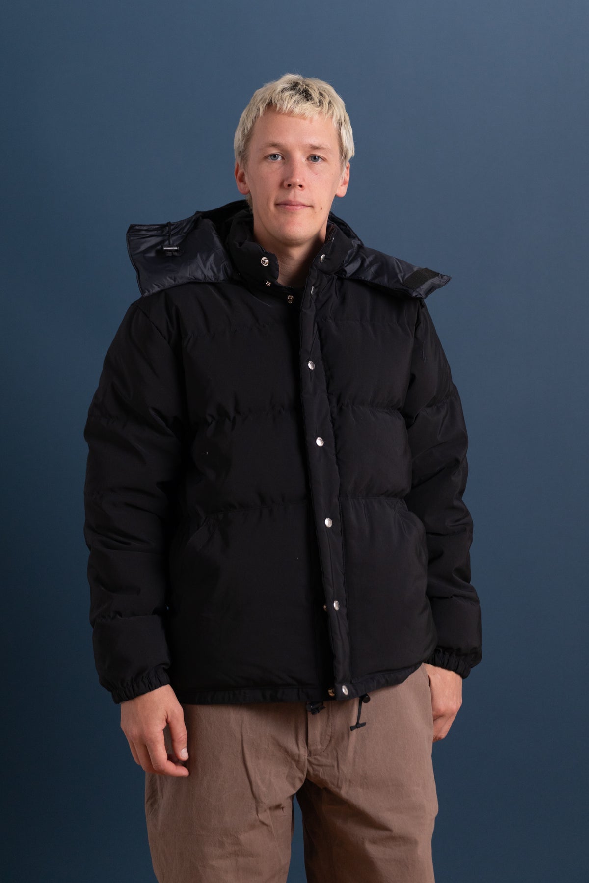 DOWN SWEATER IN BLACK 60/40 COTTON/NYLON