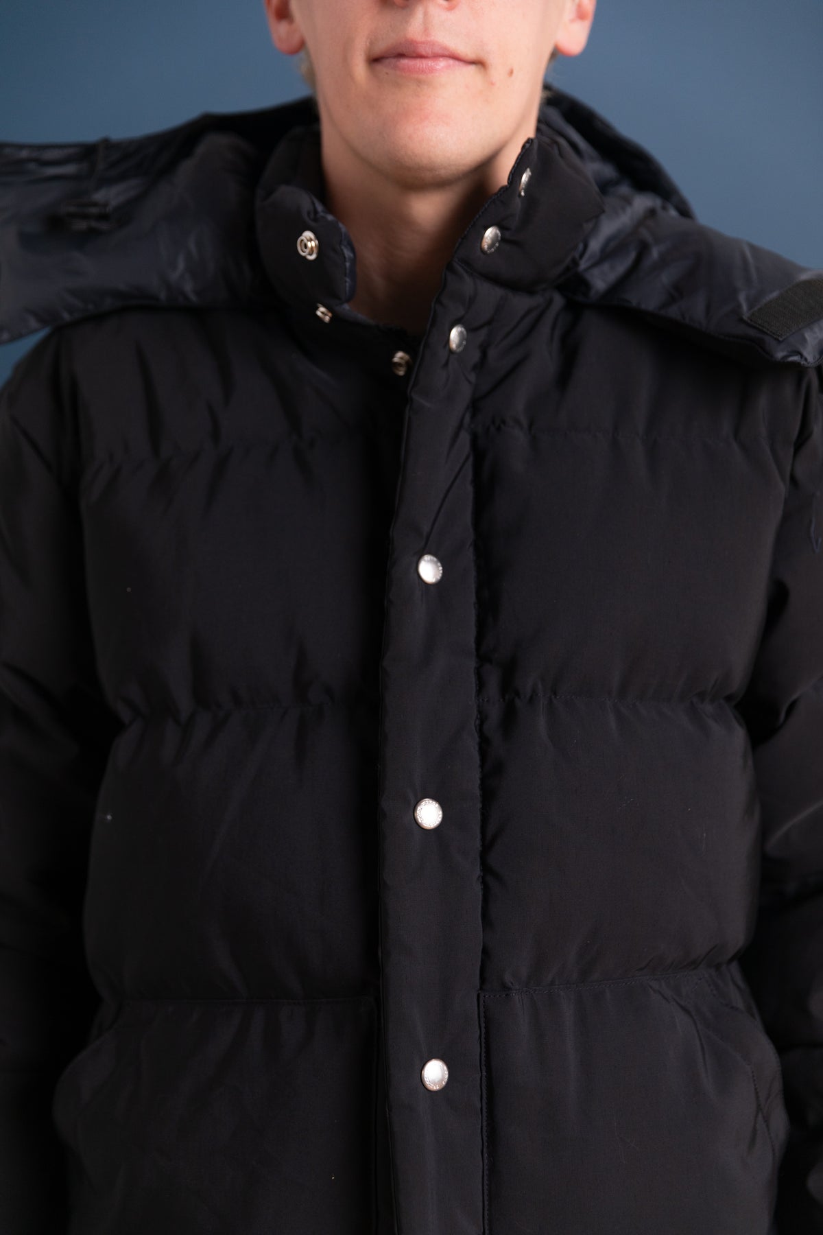 DOWN SWEATER IN BLACK 60/40 COTTON/NYLON