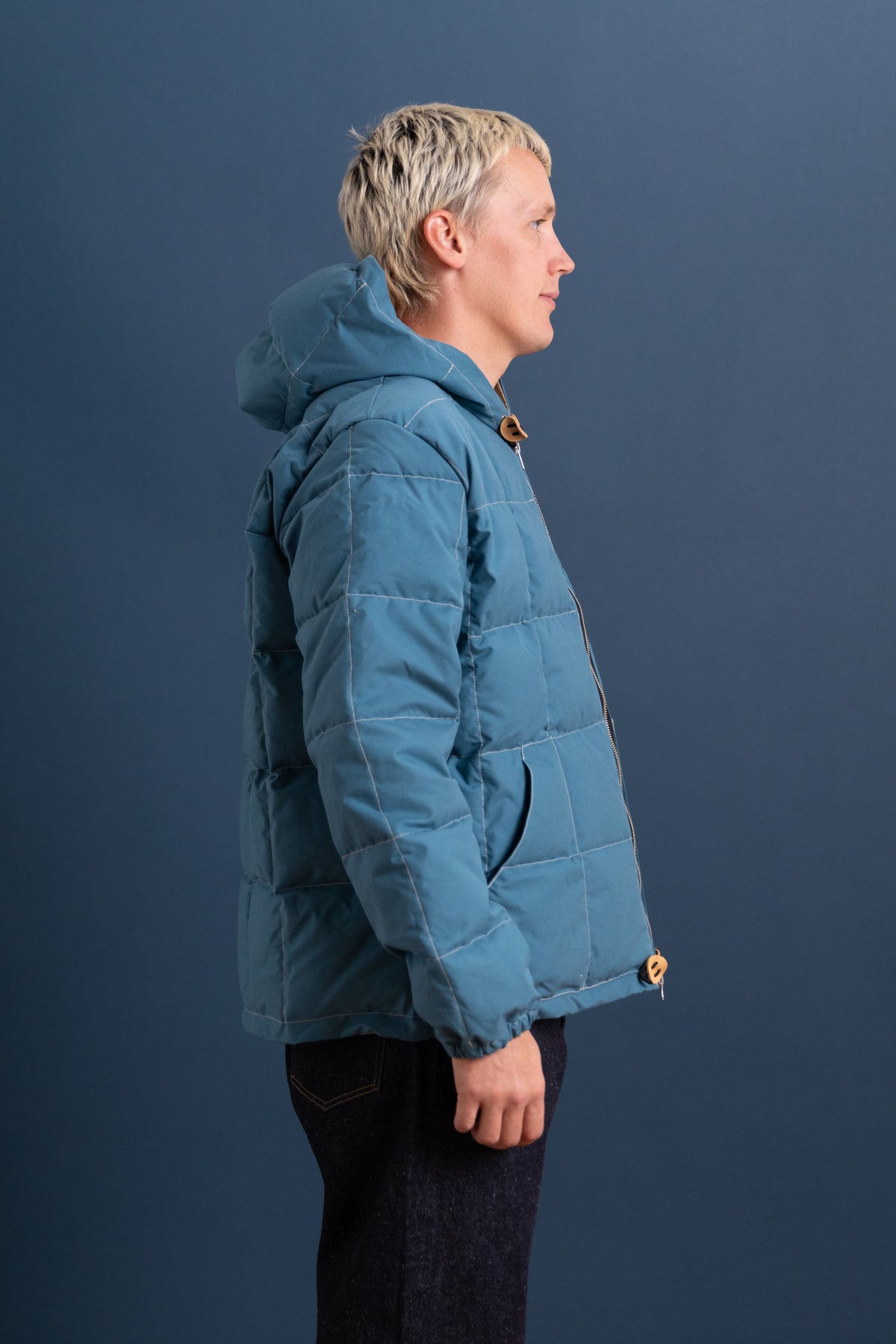 HOODED SWEATSHIRT IN ROBIN AND AMBER WAXED COTTON