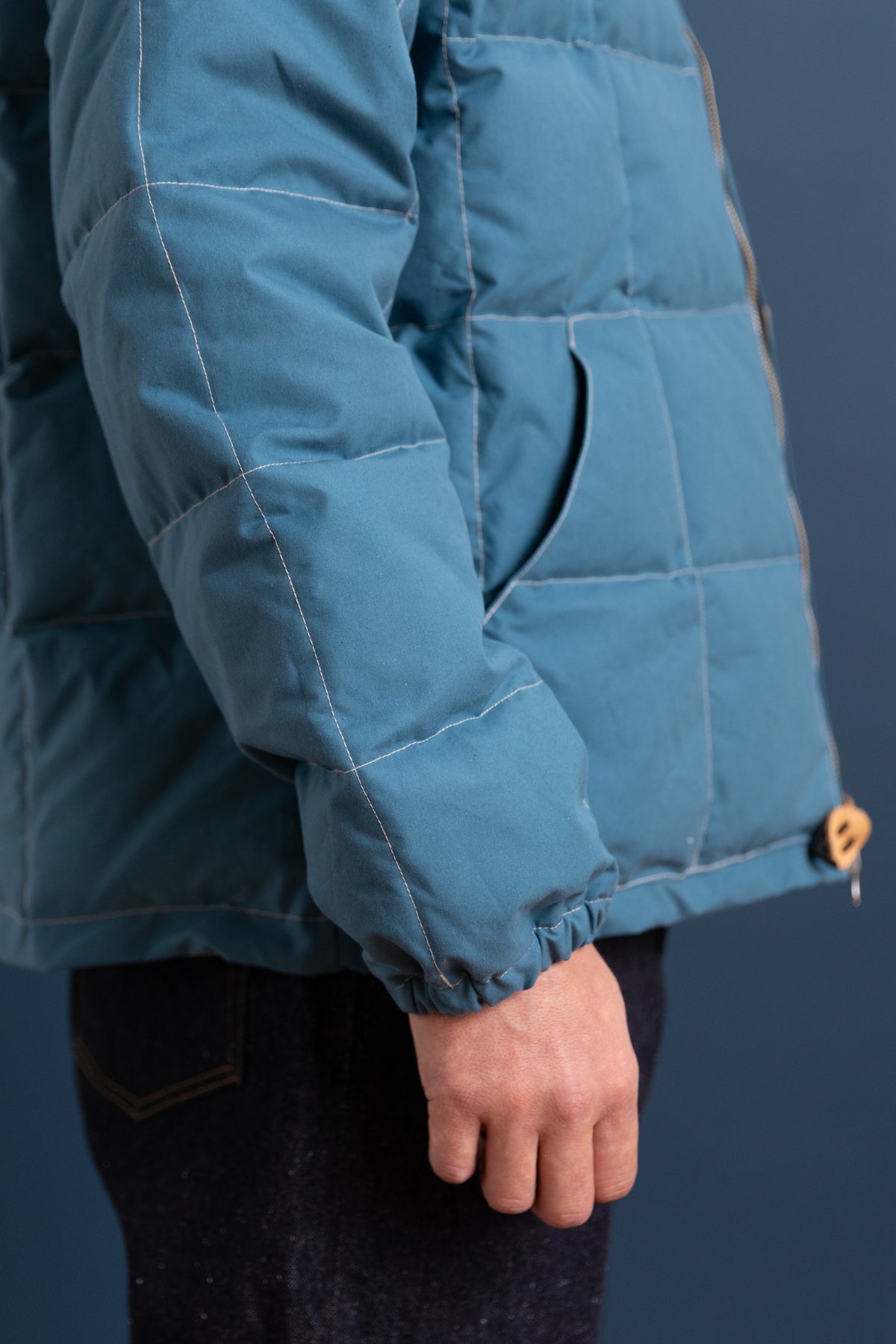 HOODED SWEATSHIRT IN ROBIN AND AMBER WAXED COTTON