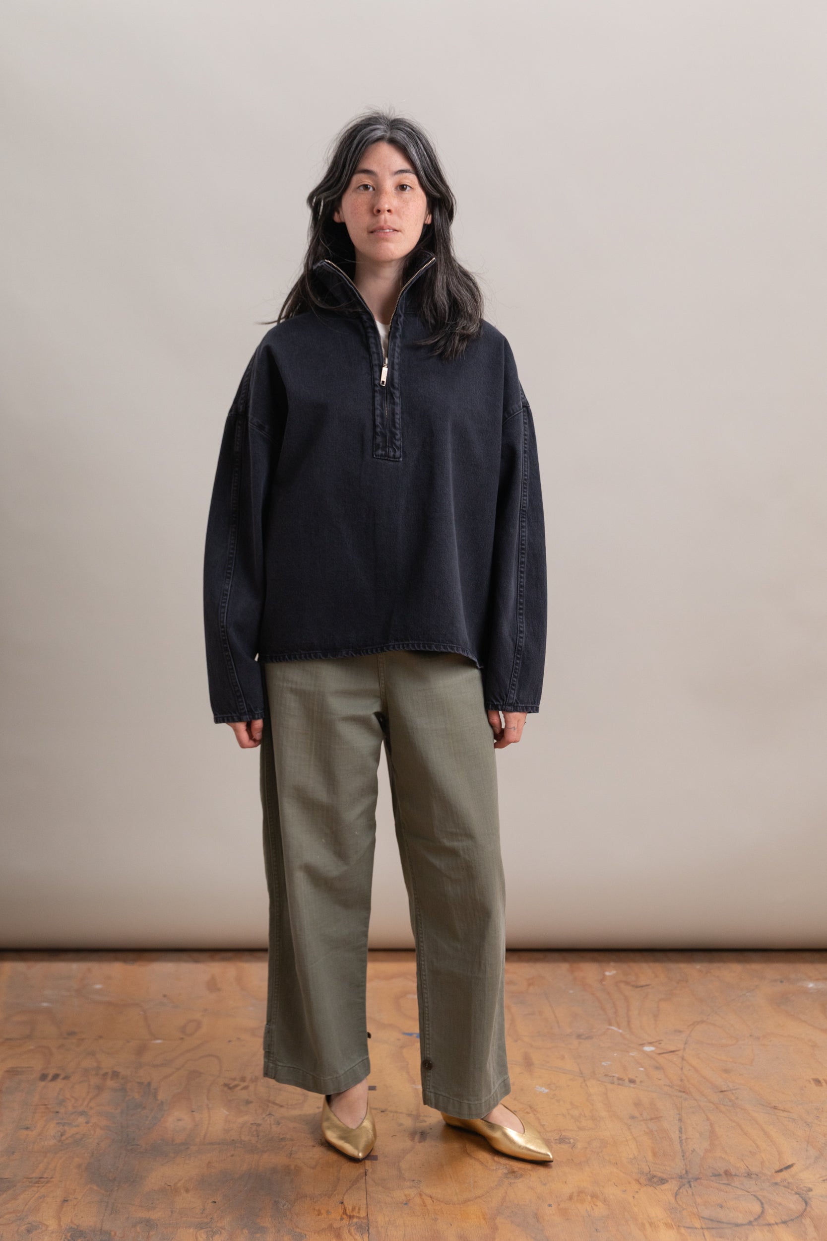 FUNNEL POPOVER IN HURRICANE DENIM