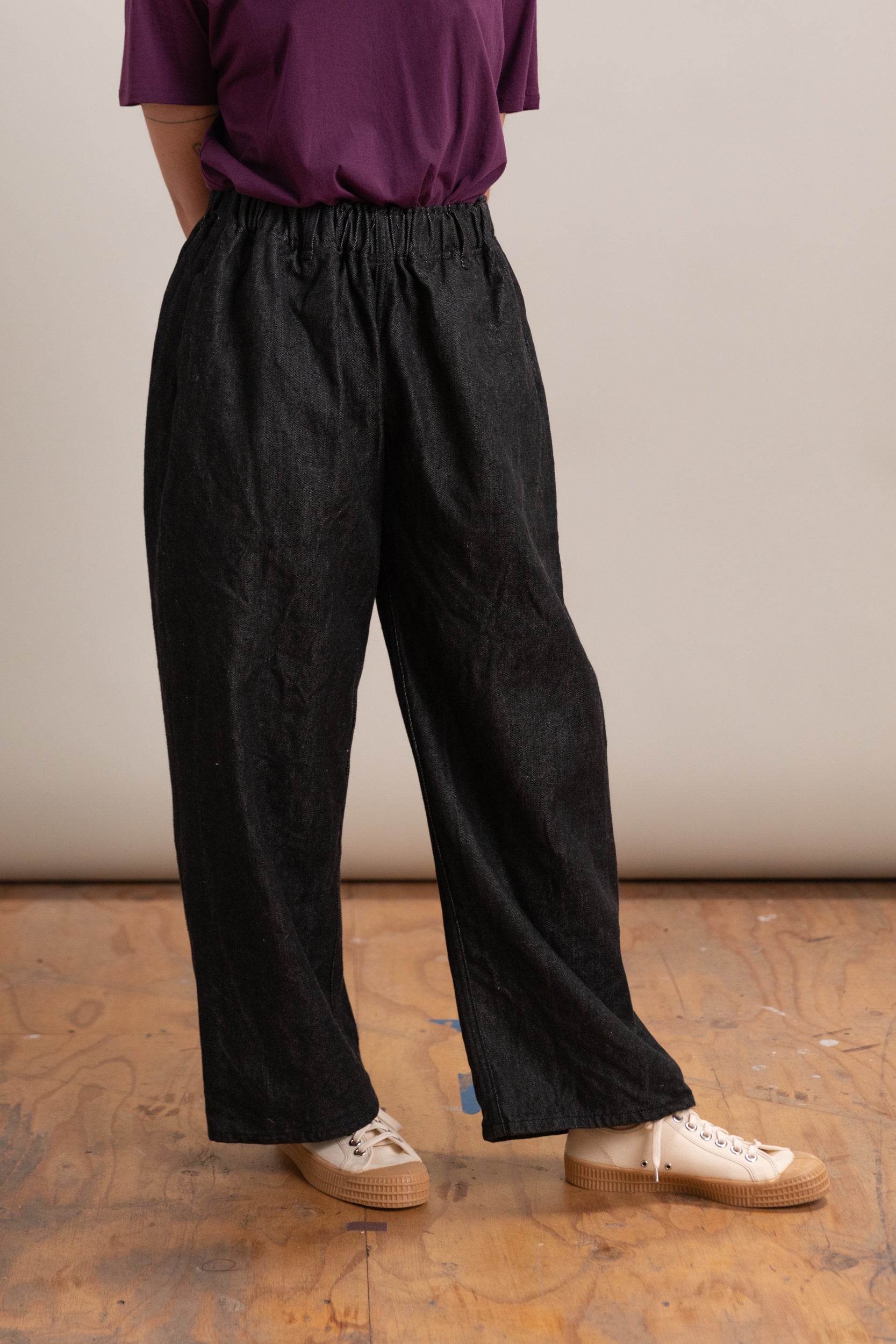 CRAWL JEAN IN BLACK WARP WOOL-CORE SELVEDGE