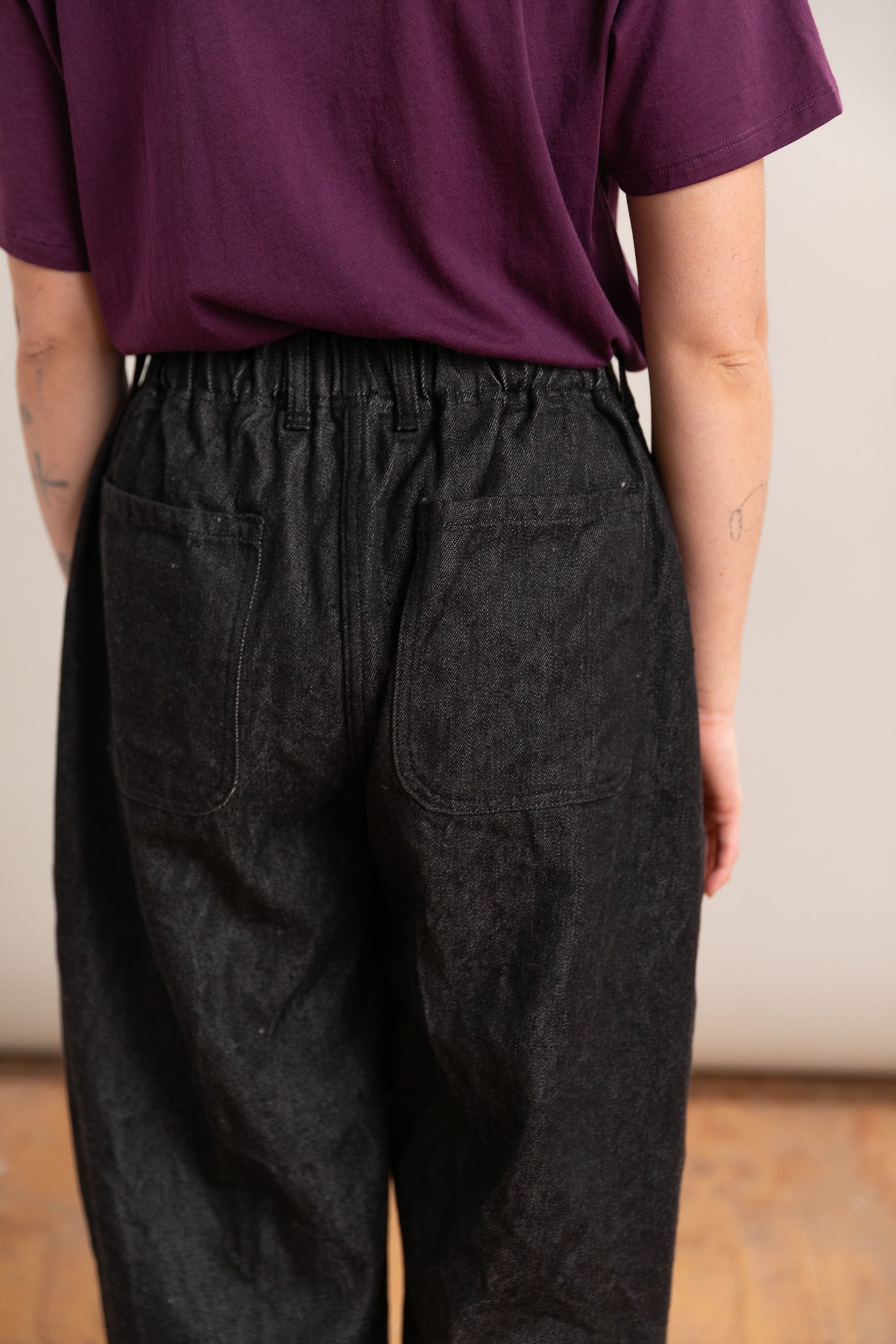 CRAWL JEAN IN BLACK WARP WOOL-CORE SELVEDGE