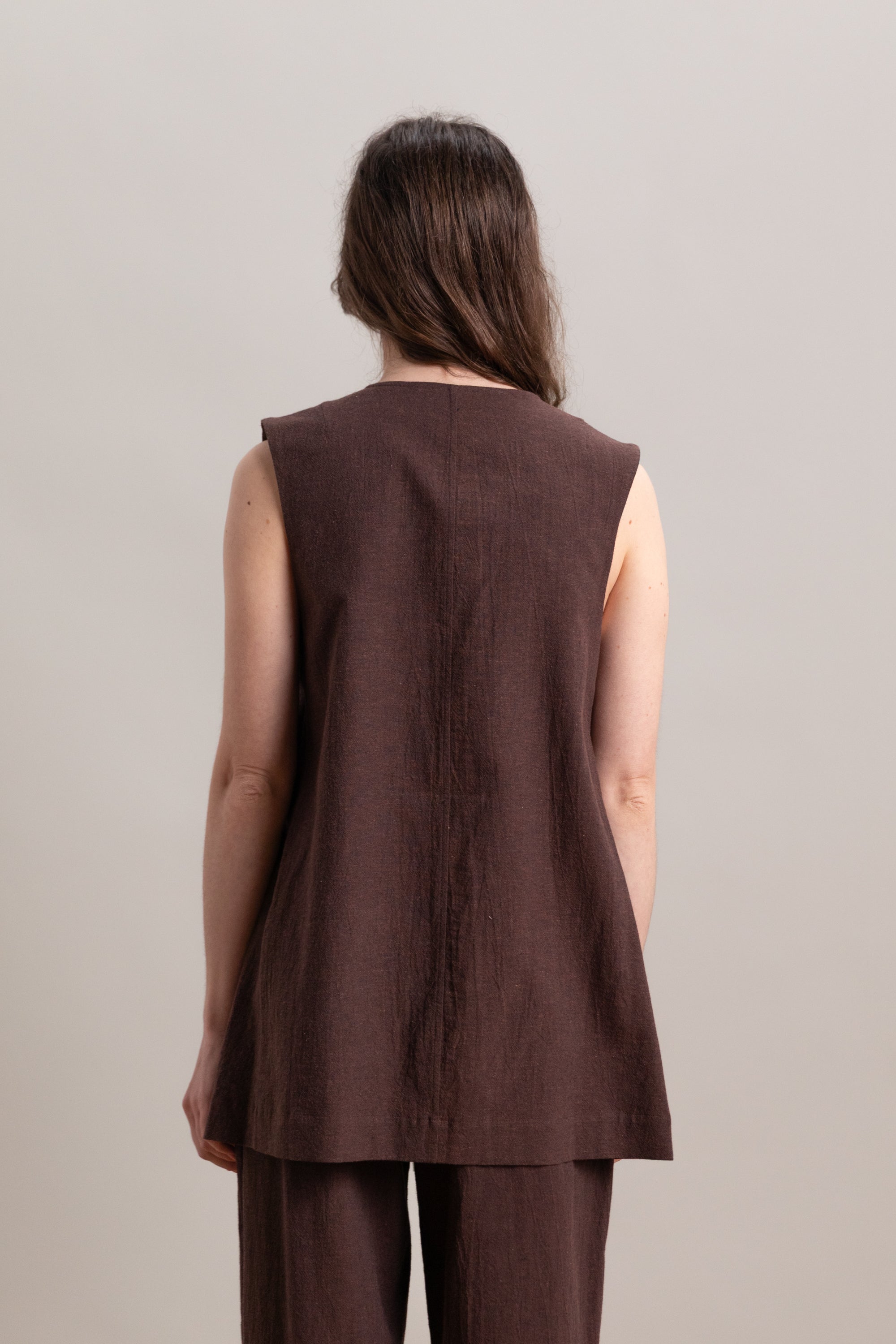 DAPHNE VEST IN FOG PURPLE HIGH TWISTED COTTON POPLIN