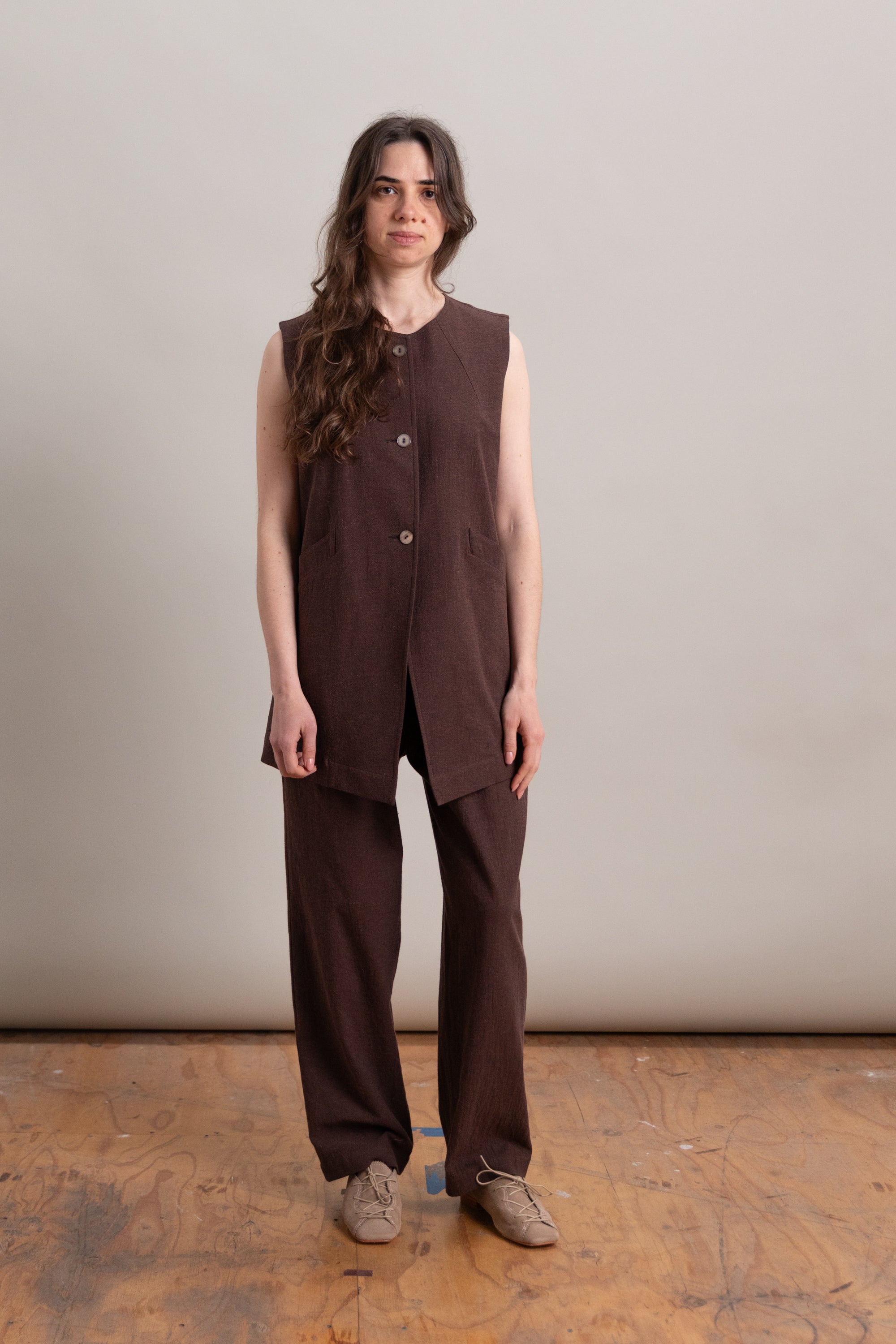 ENYA TROUSER IN FOG PURPLE HIGH TWISTED COTTON POPLIN