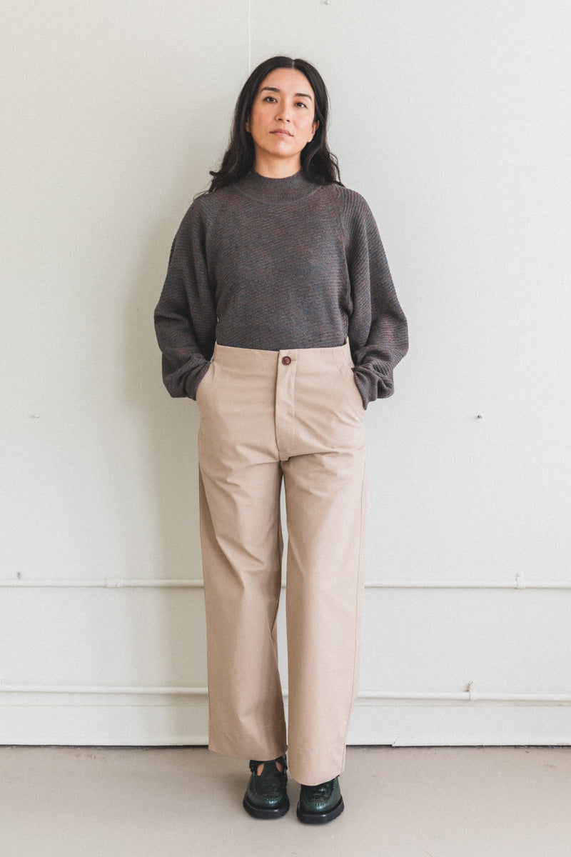 DEXTER PANT IN KHAKI COTTON TWILL