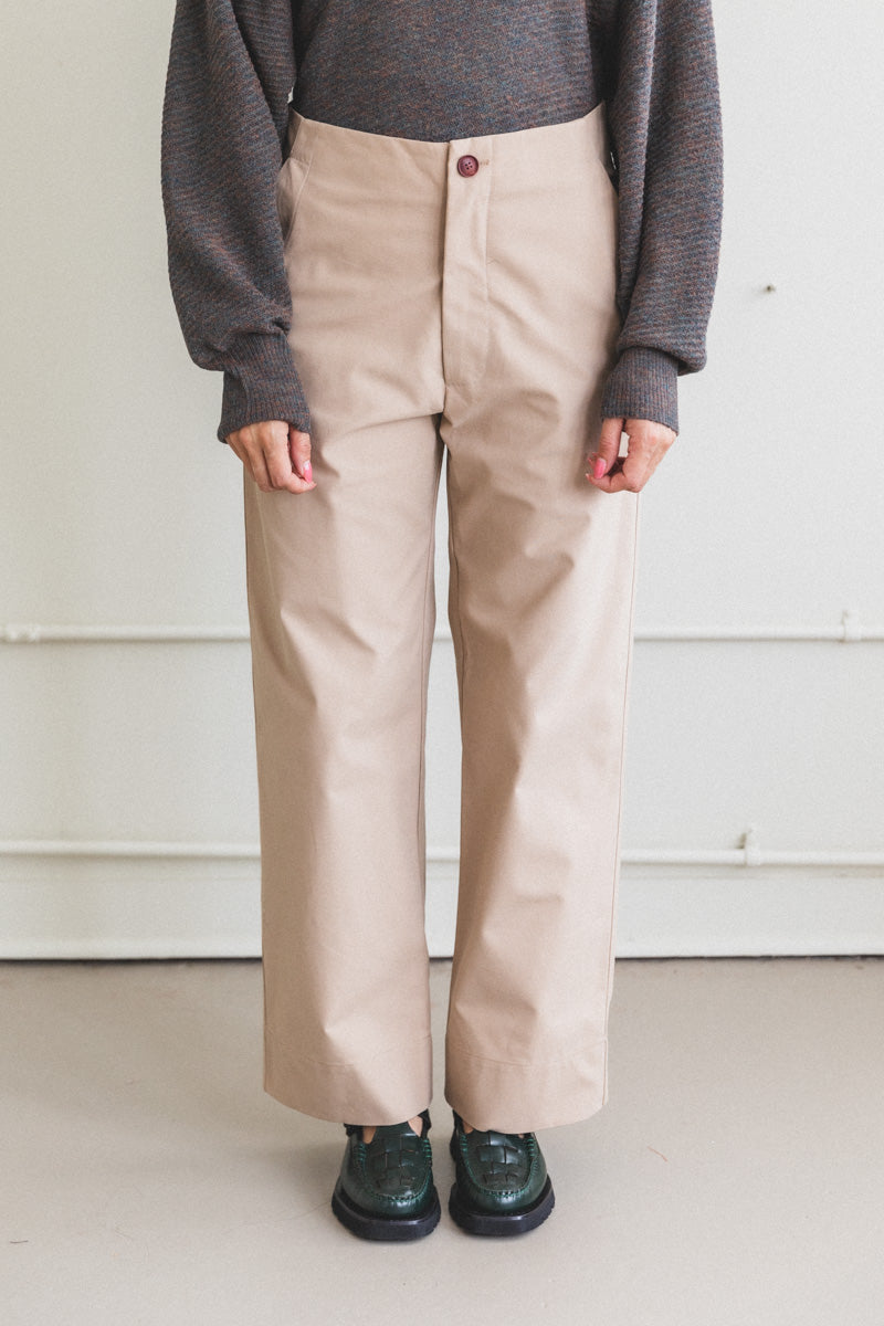 DEXTER PANT IN KHAKI COTTON TWILL