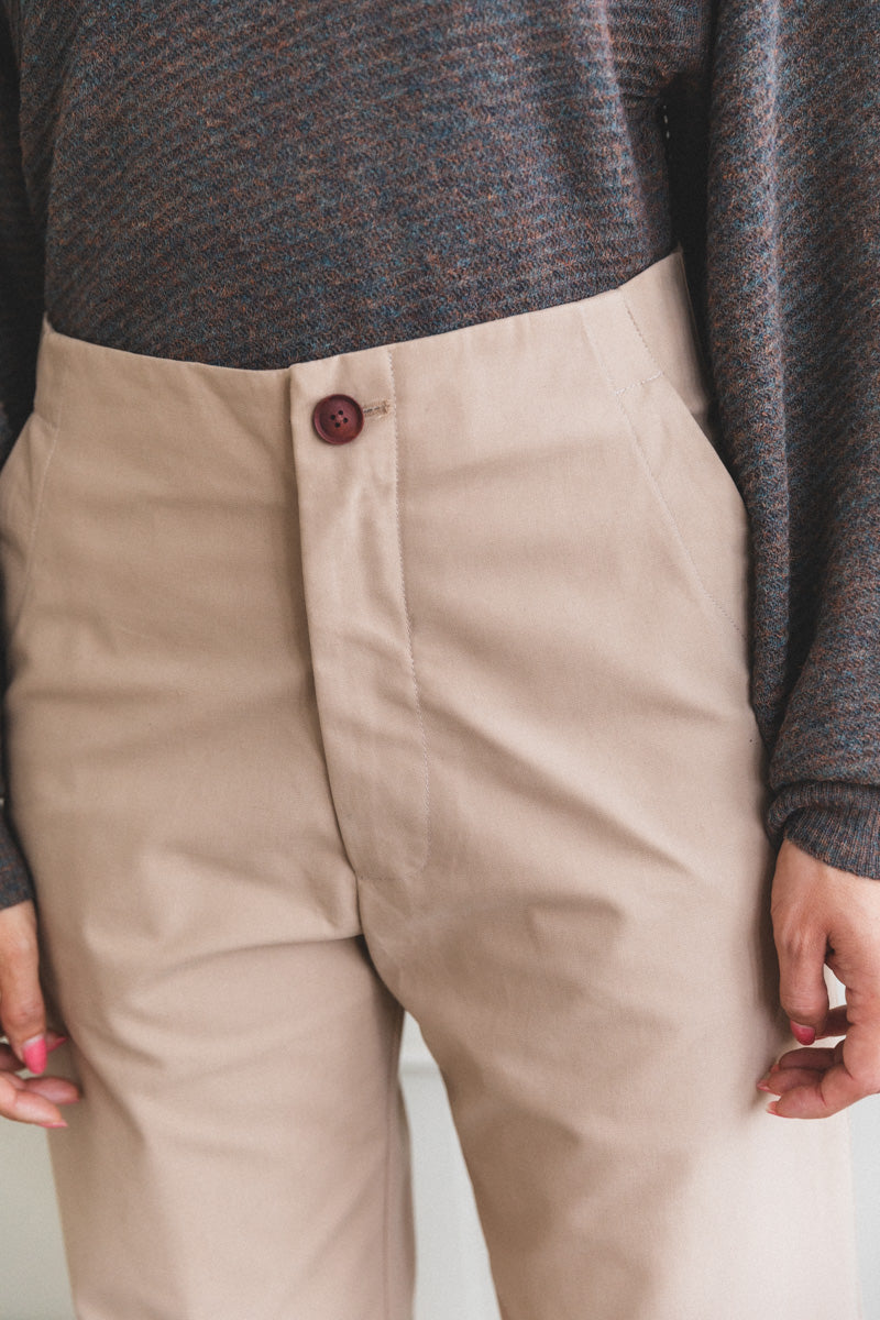 DEXTER PANT IN KHAKI COTTON TWILL