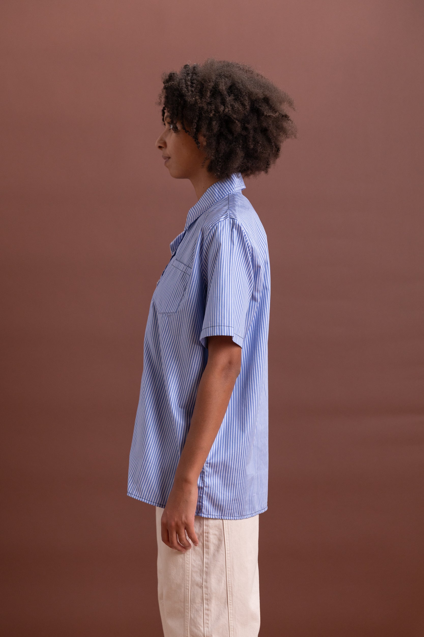 BOWIE SLEEP SHIRT IN BLUE AND WHITE STRIPE