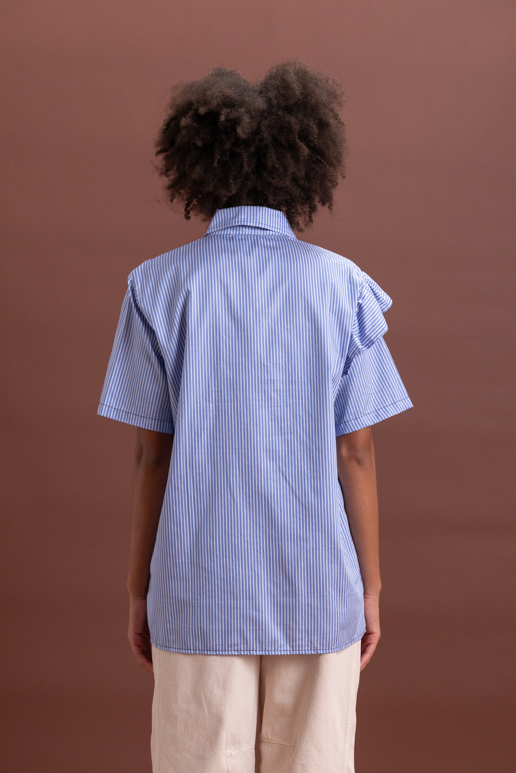 BOWIE SLEEP SHIRT IN BLUE AND WHITE STRIPE