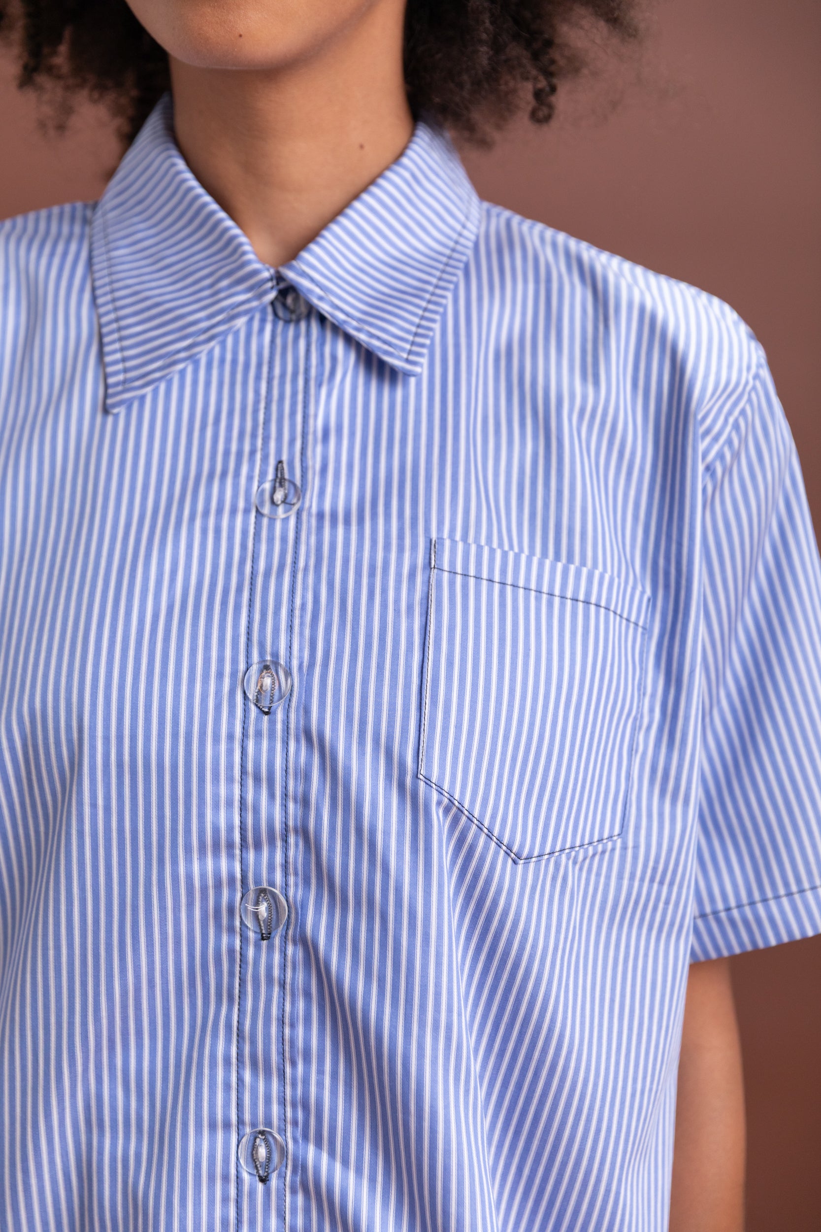 BOWIE SLEEP SHIRT IN BLUE AND WHITE STRIPE