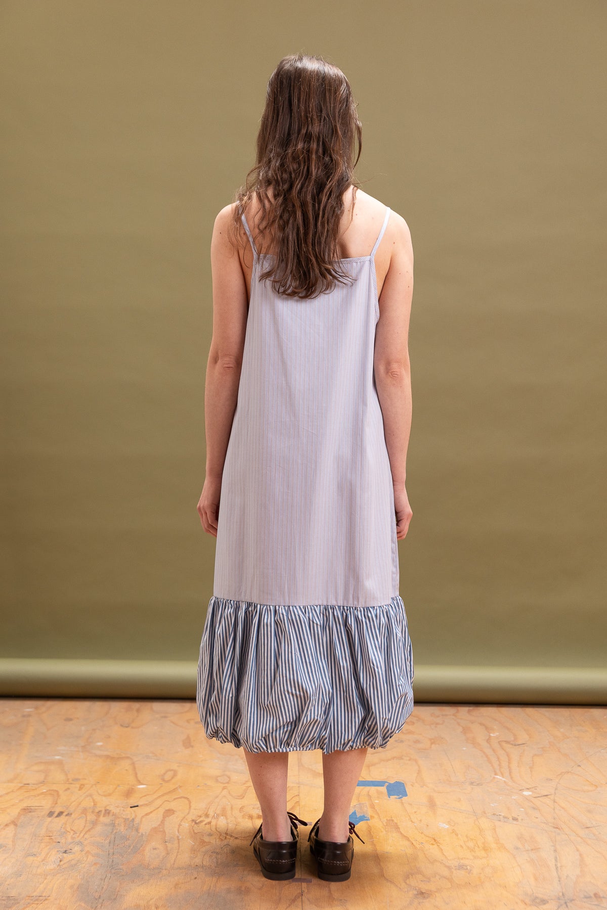 DENNIS DRESS IN BLUE MULTI STRIPE