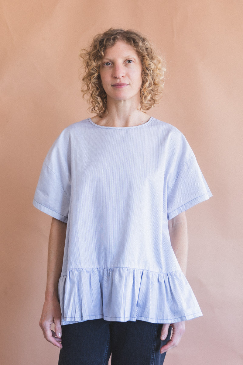 EVAN BLOUSE IN BLUE AND WHITE STRIPE