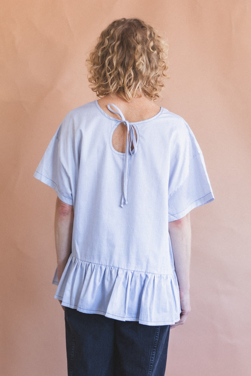 EVAN BLOUSE IN BLUE AND WHITE STRIPE