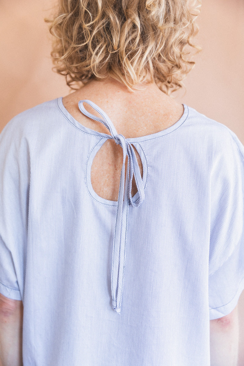 EVAN BLOUSE IN BLUE AND WHITE STRIPE