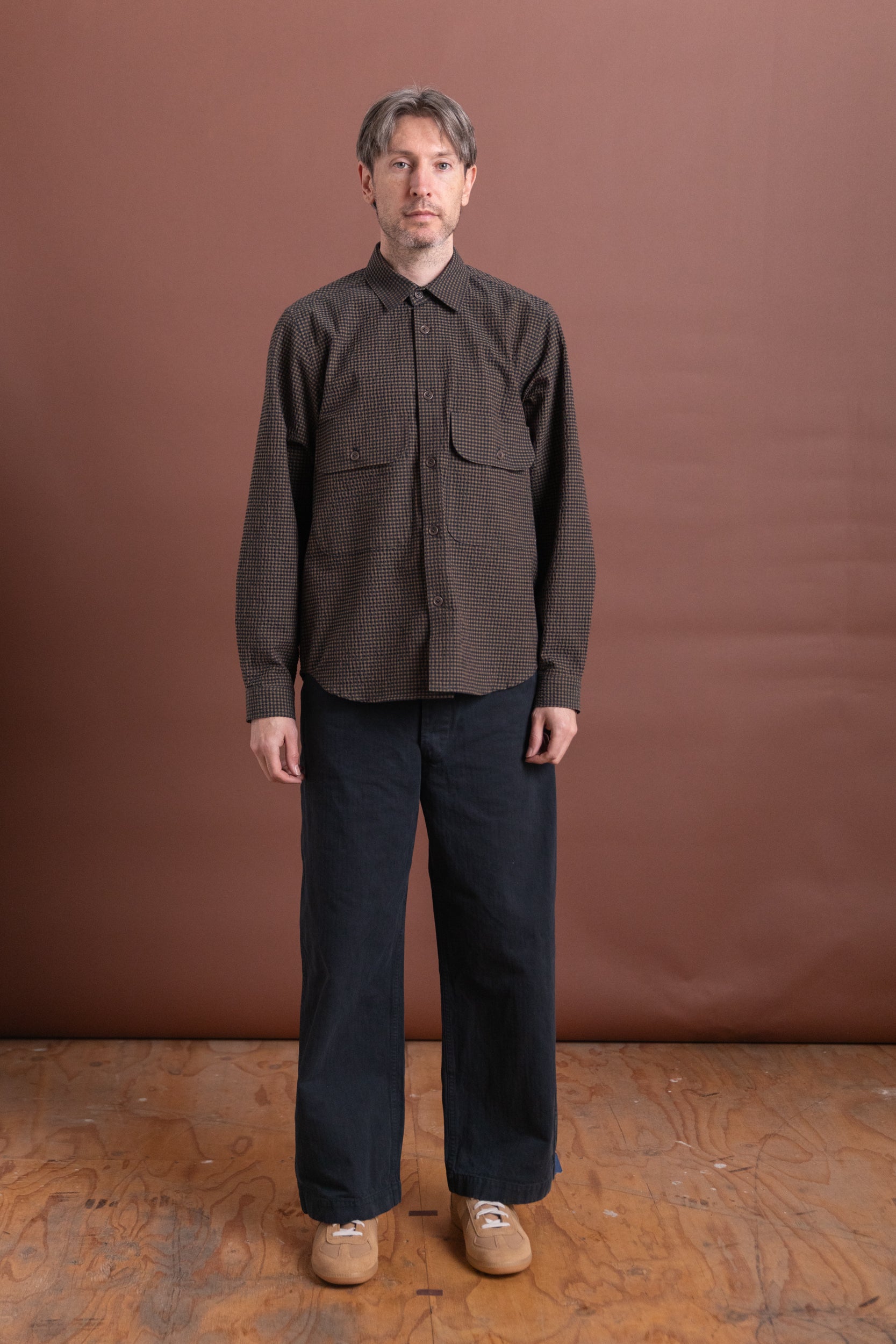 TWO POCKET SHIRT IN GINGHAM SEERSUCKER