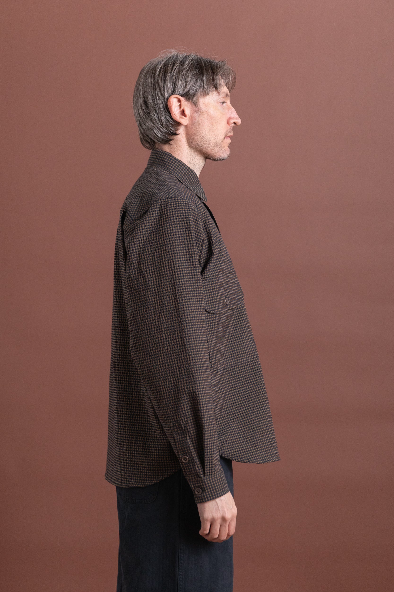 TWO POCKET SHIRT IN GINGHAM SEERSUCKER