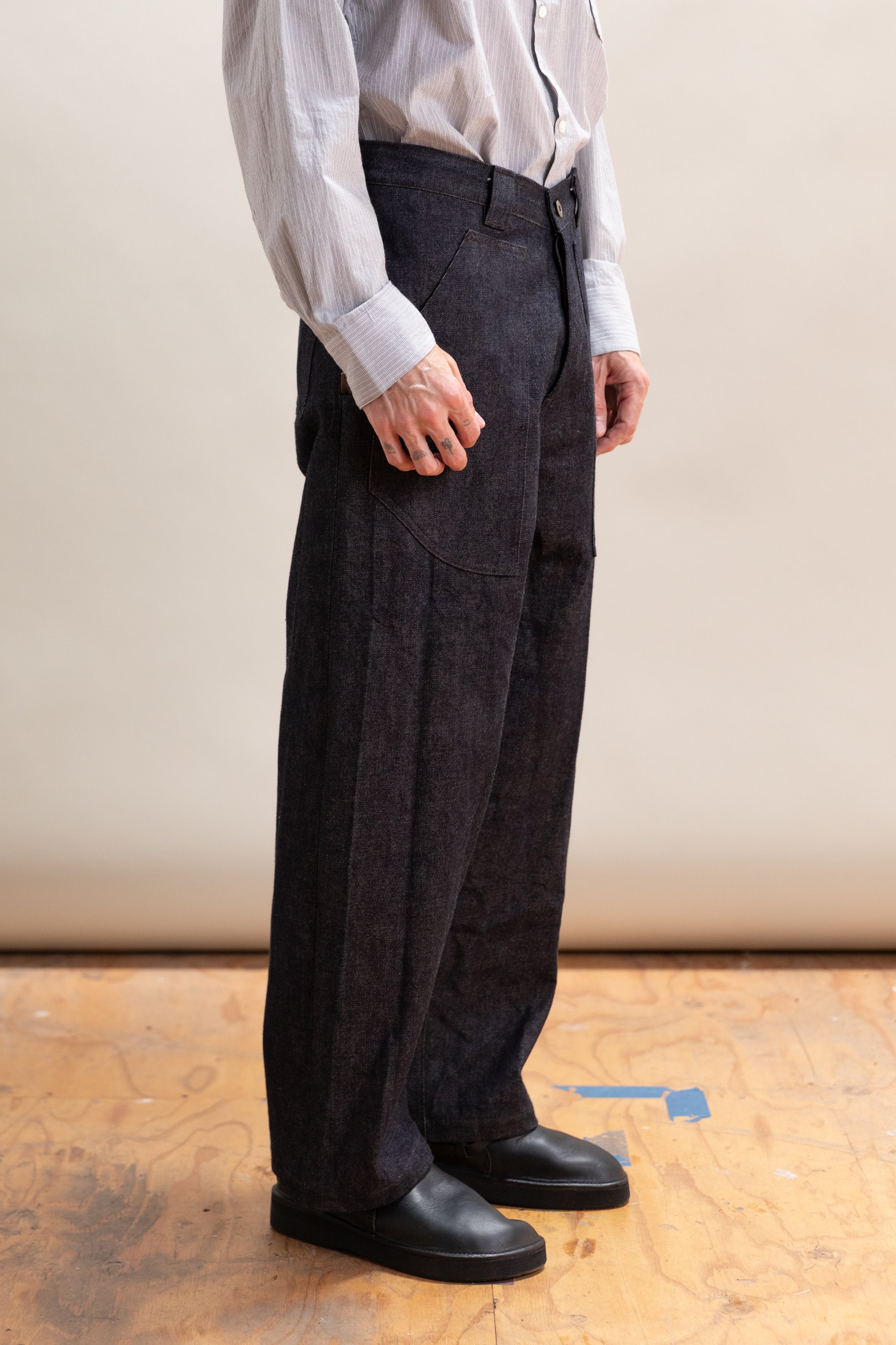 BAKER PANT IN INDIGO AND BROWN DENIM