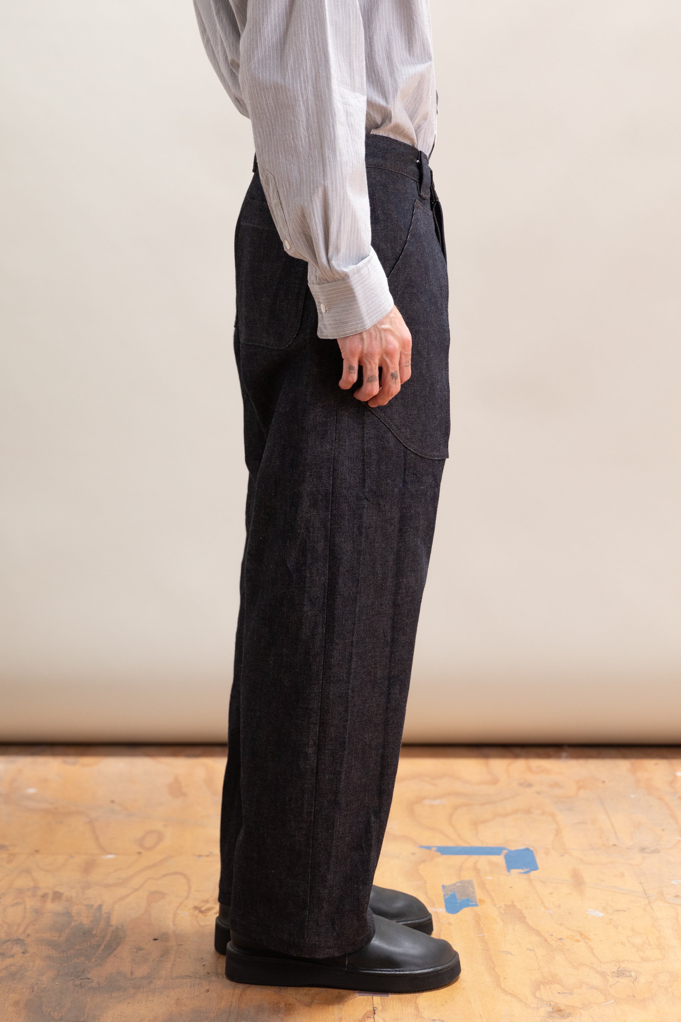 BAKER PANT IN INDIGO AND BROWN DENIM