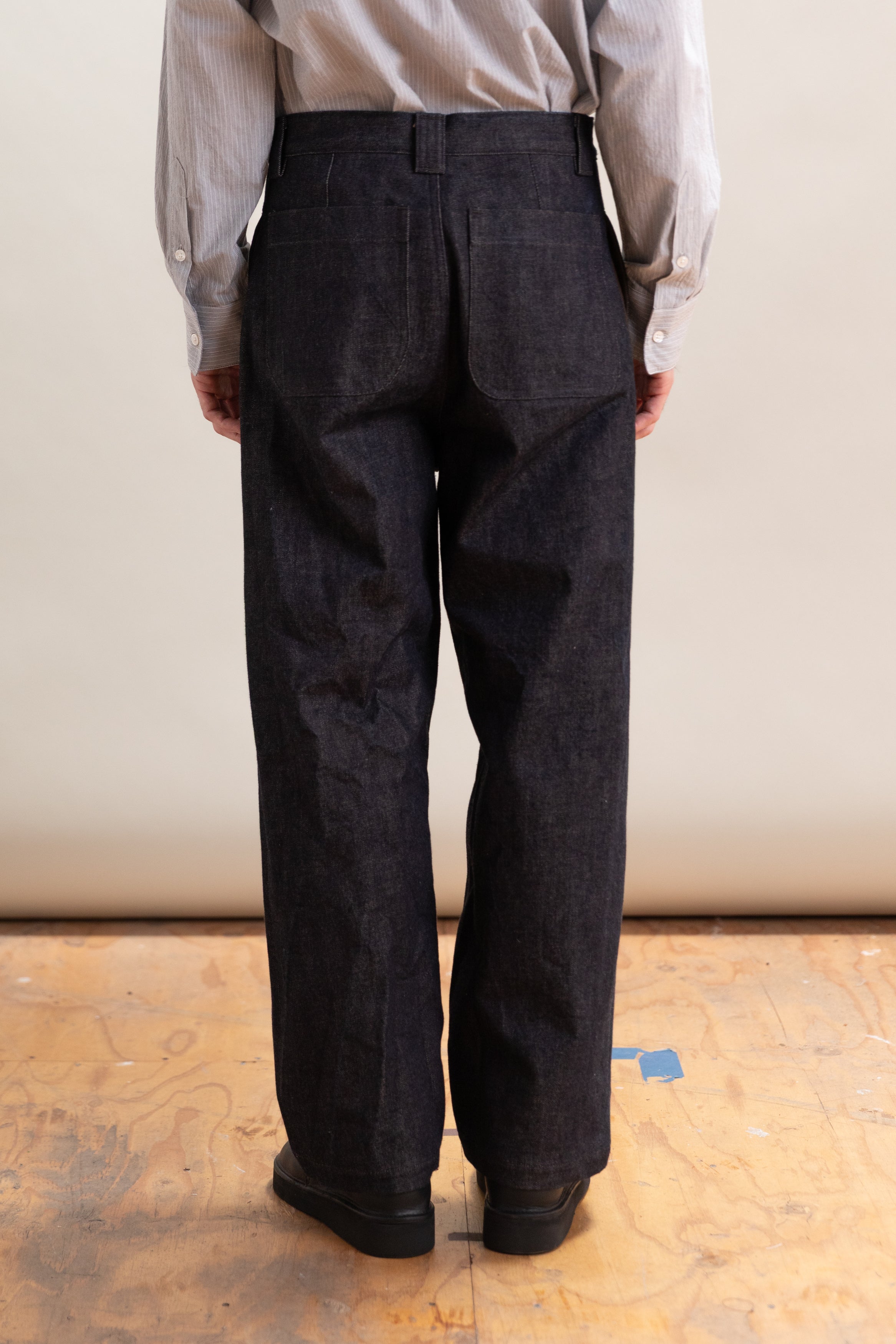 BAKER PANT IN INDIGO AND BROWN DENIM