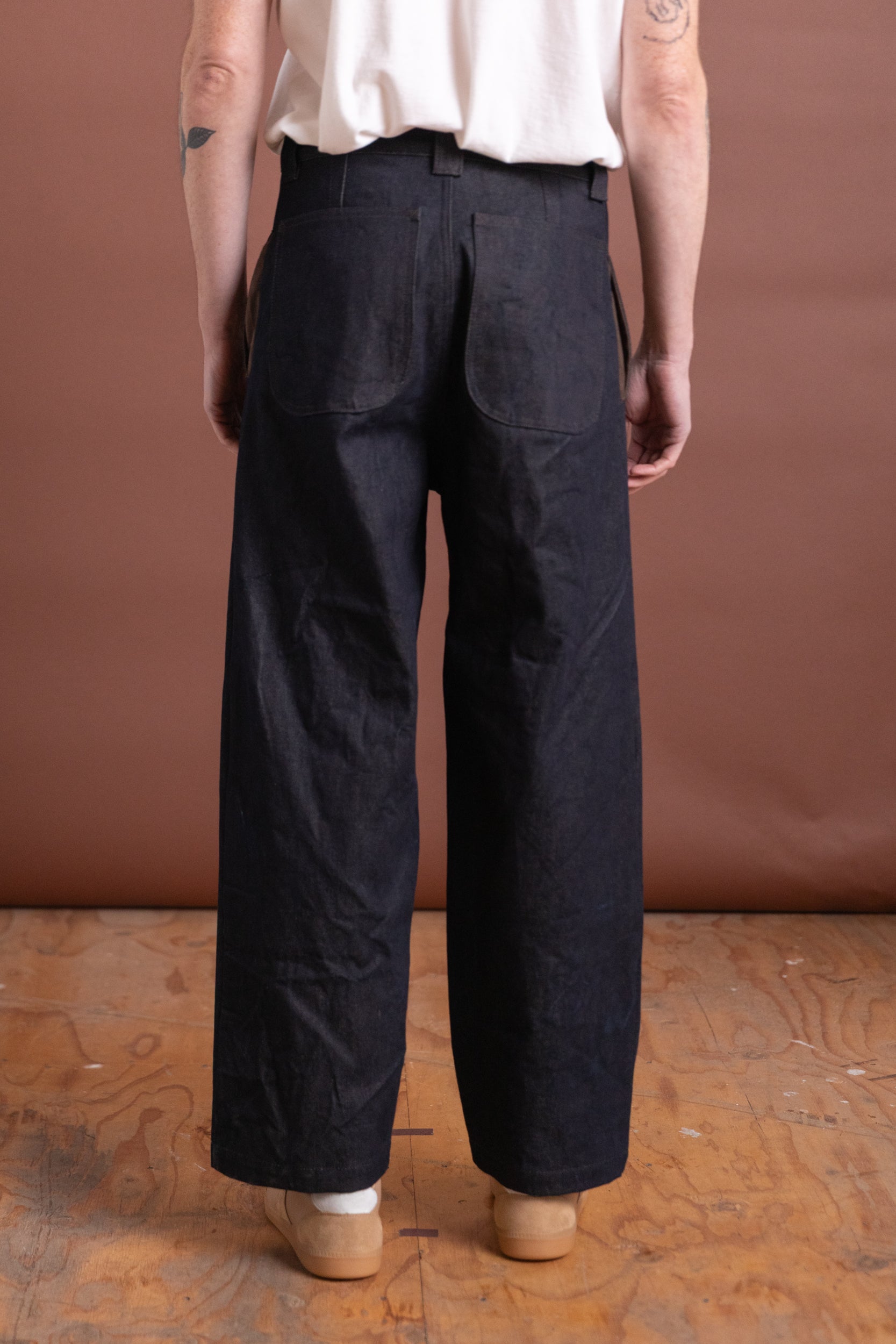 BAKER PANT IN INDIGO AND BROWN DENIM