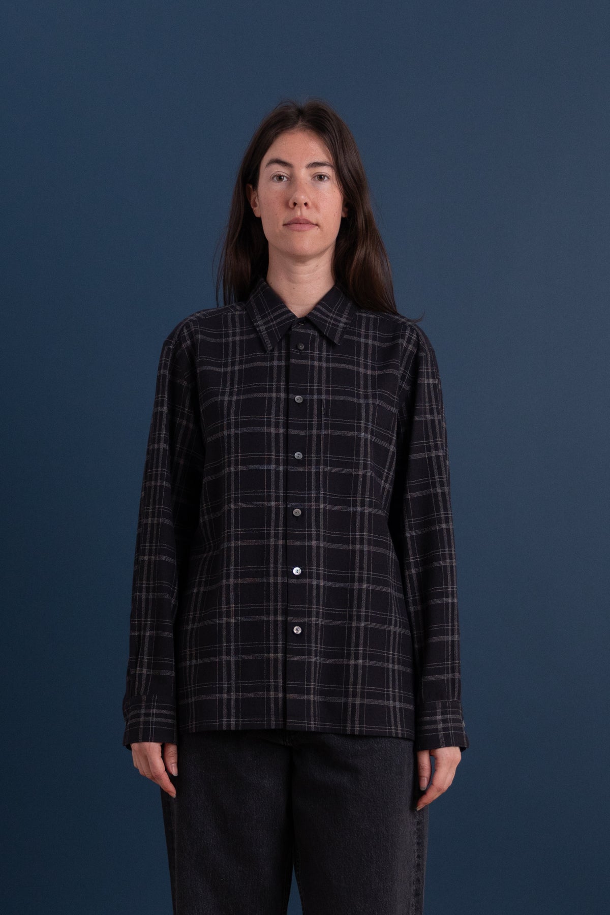 BOXY SHIRT IN GREY CHECK WOOL