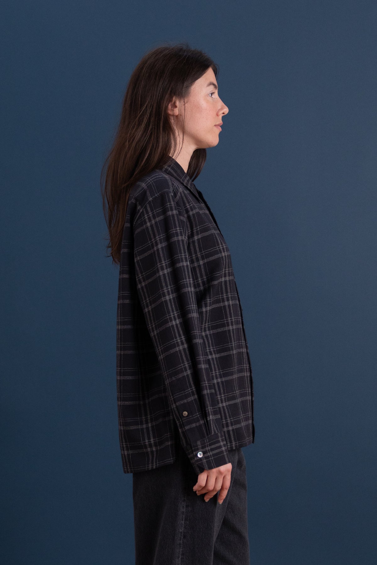 BOXY SHIRT IN GREY CHECK WOOL