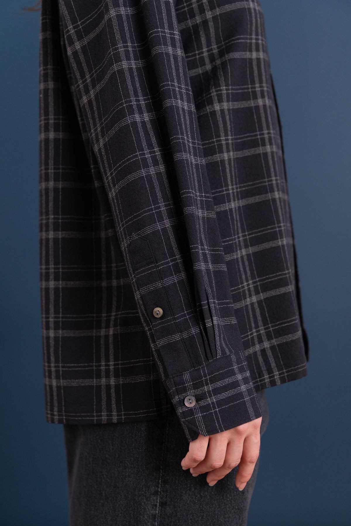 BOXY SHIRT IN GREY CHECK WOOL