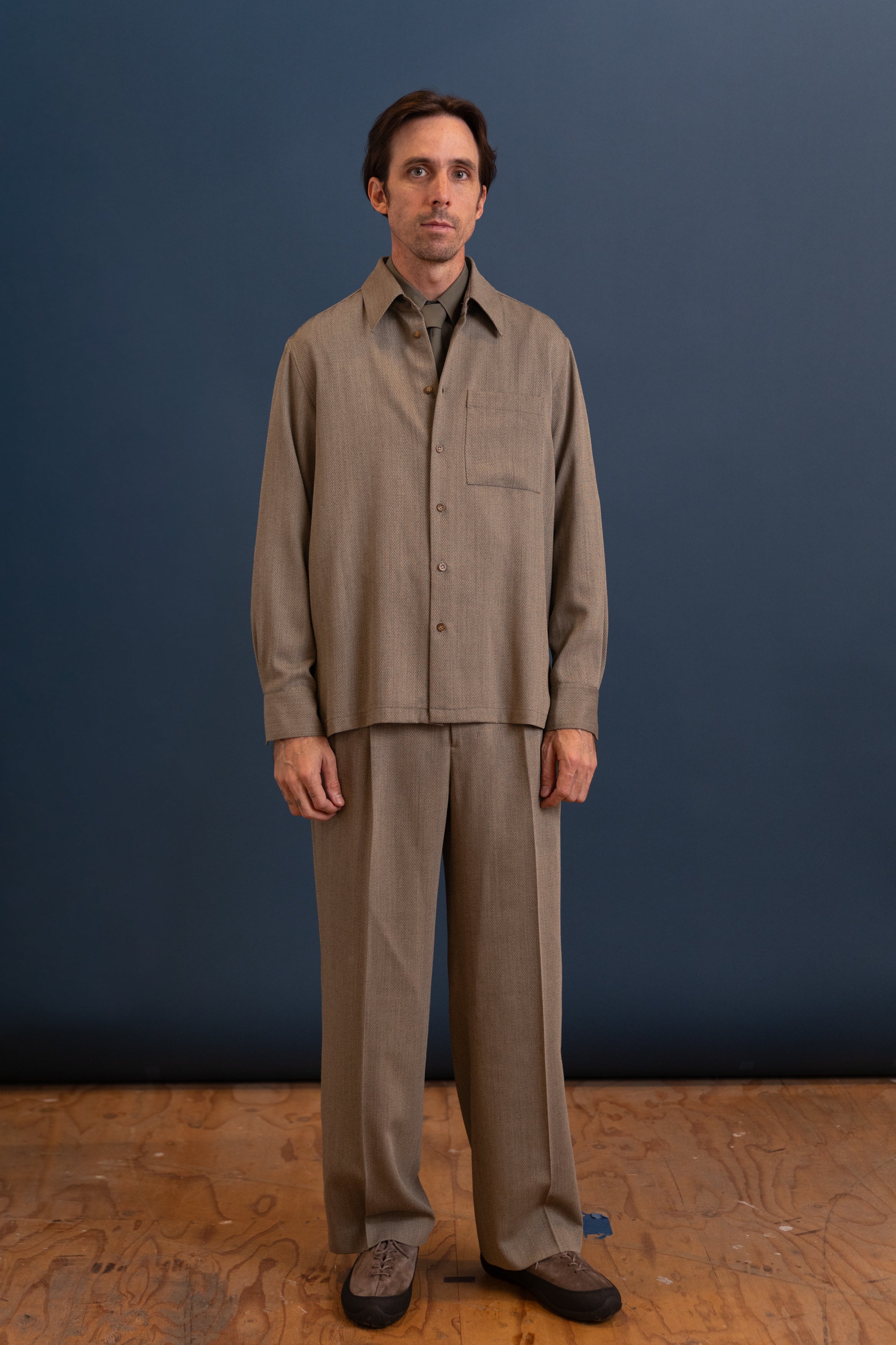BOXY SHIRT IN GREY WOOL