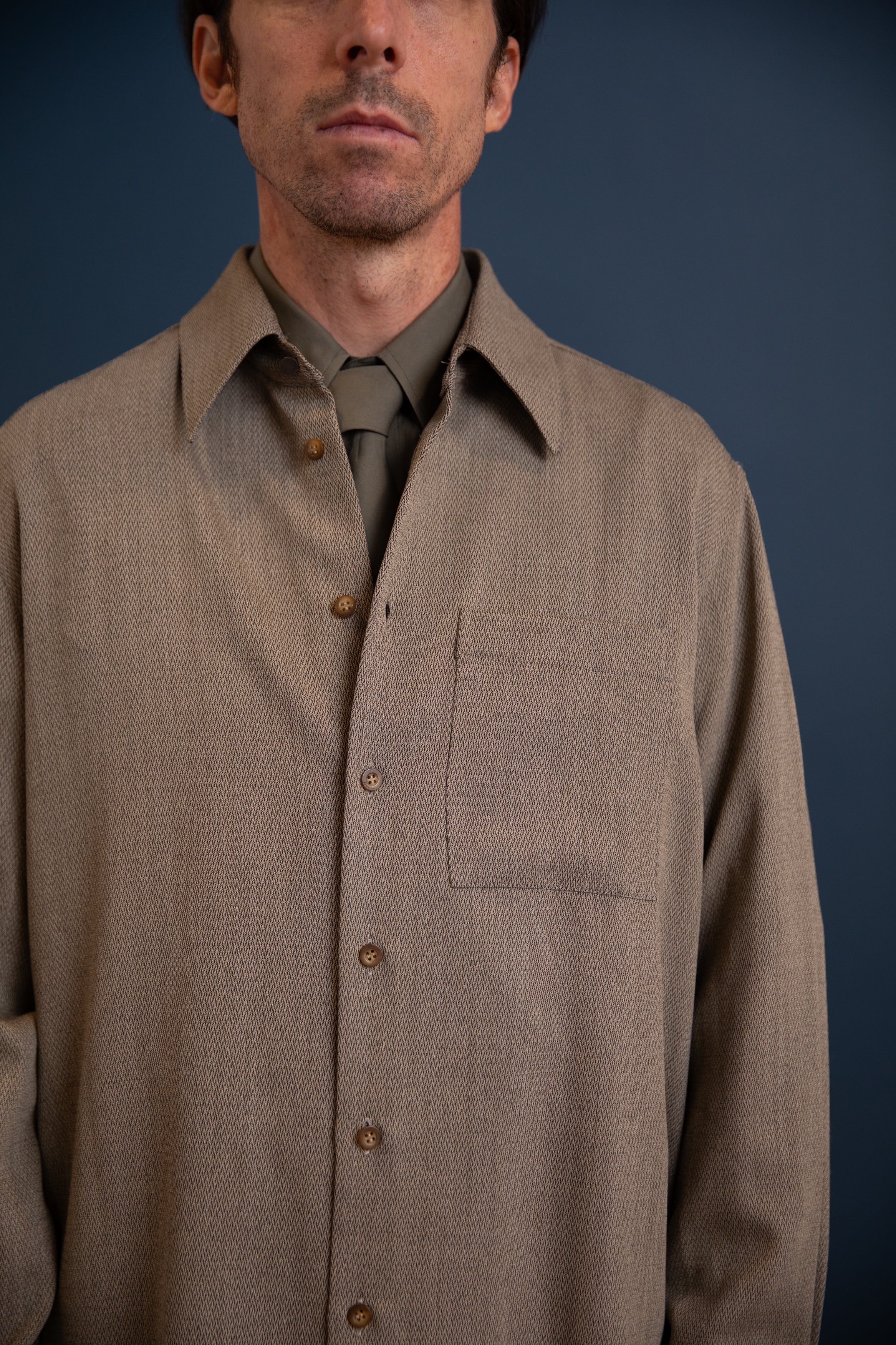 BOXY SHIRT IN GREY WOOL