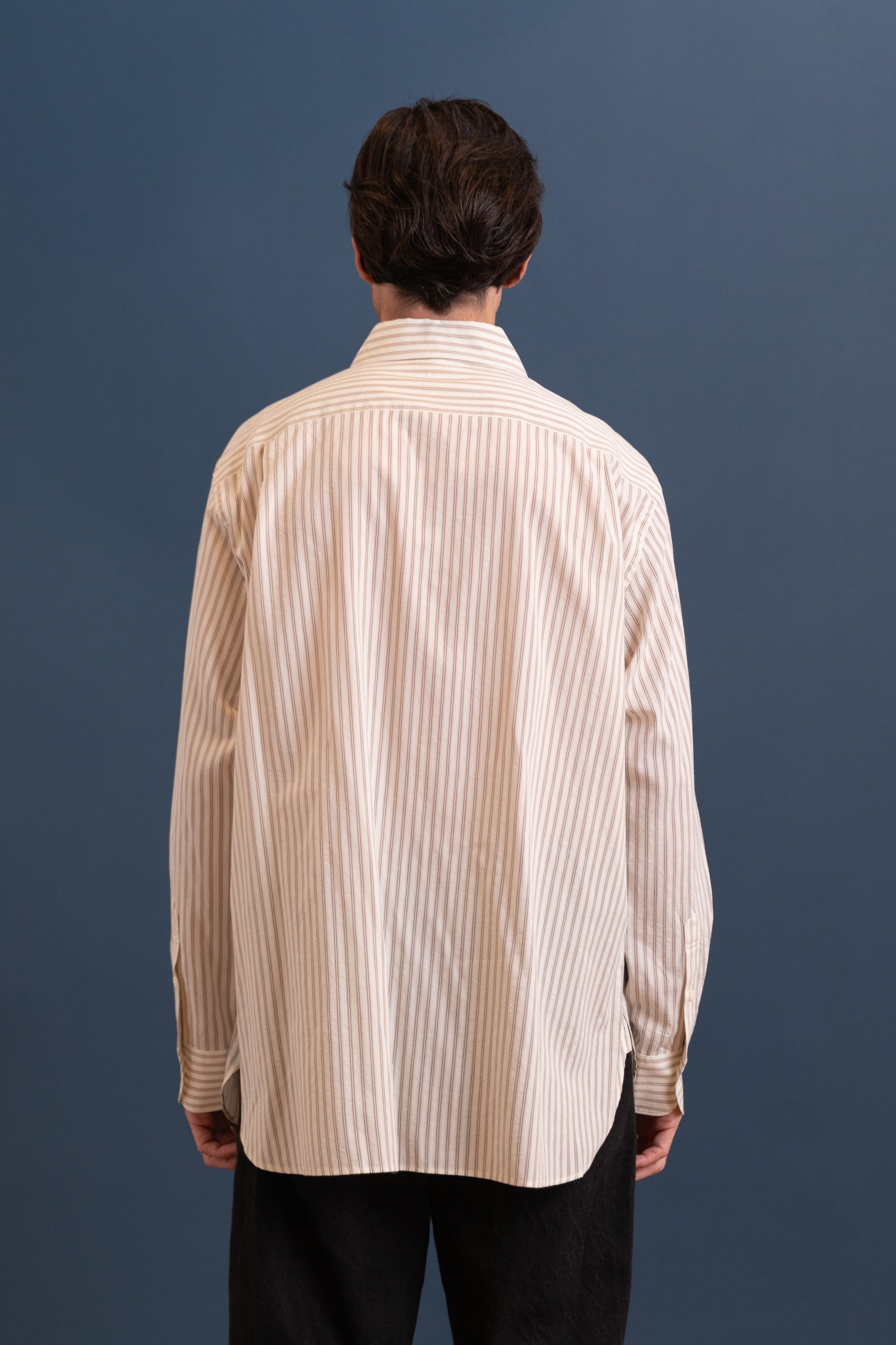 REGULAR COLLAR RELAXED FIT SHIRT IN BROWN STRIPE