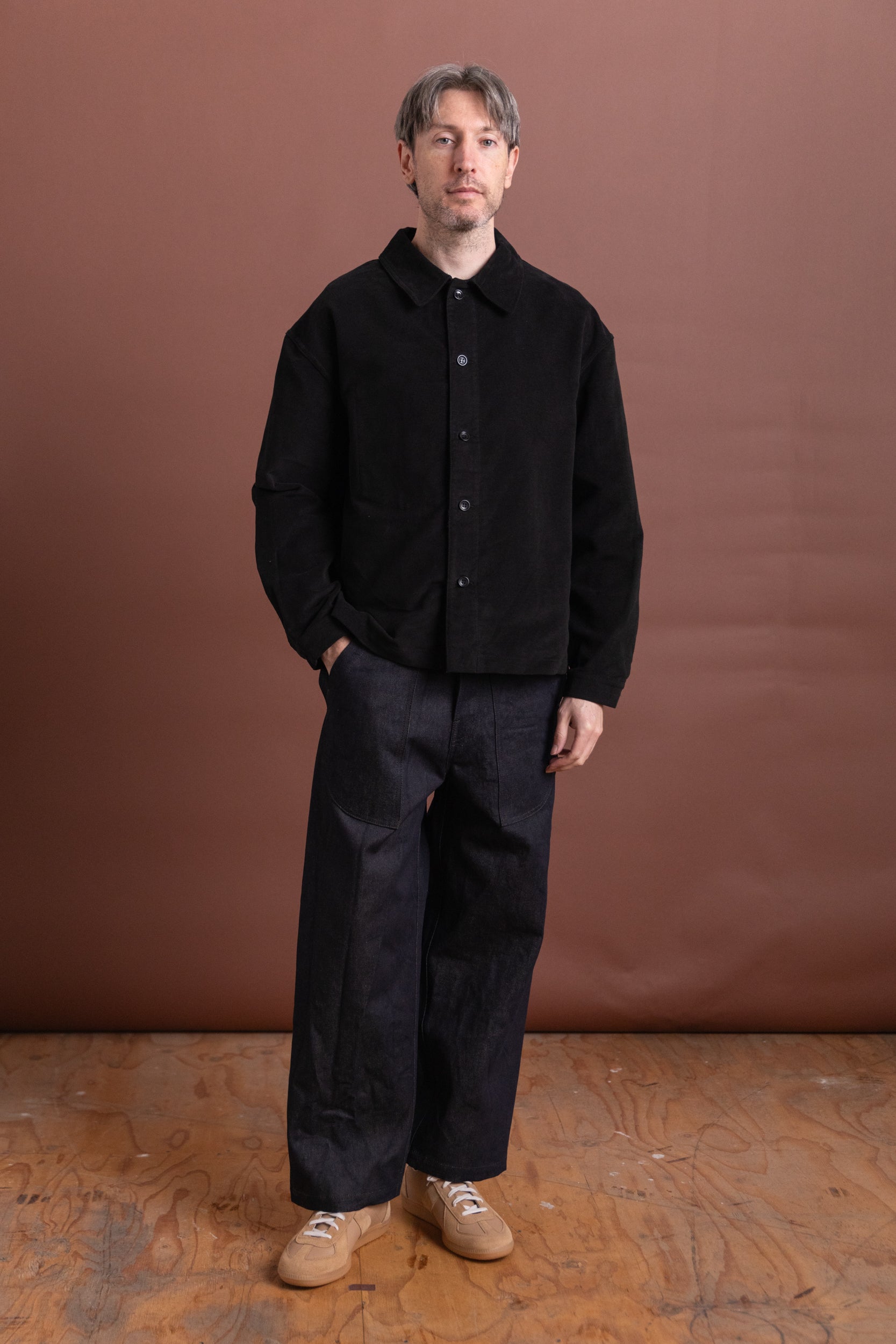 SIGNAL SHIRT IN BLACK COTTON MOLESKIN