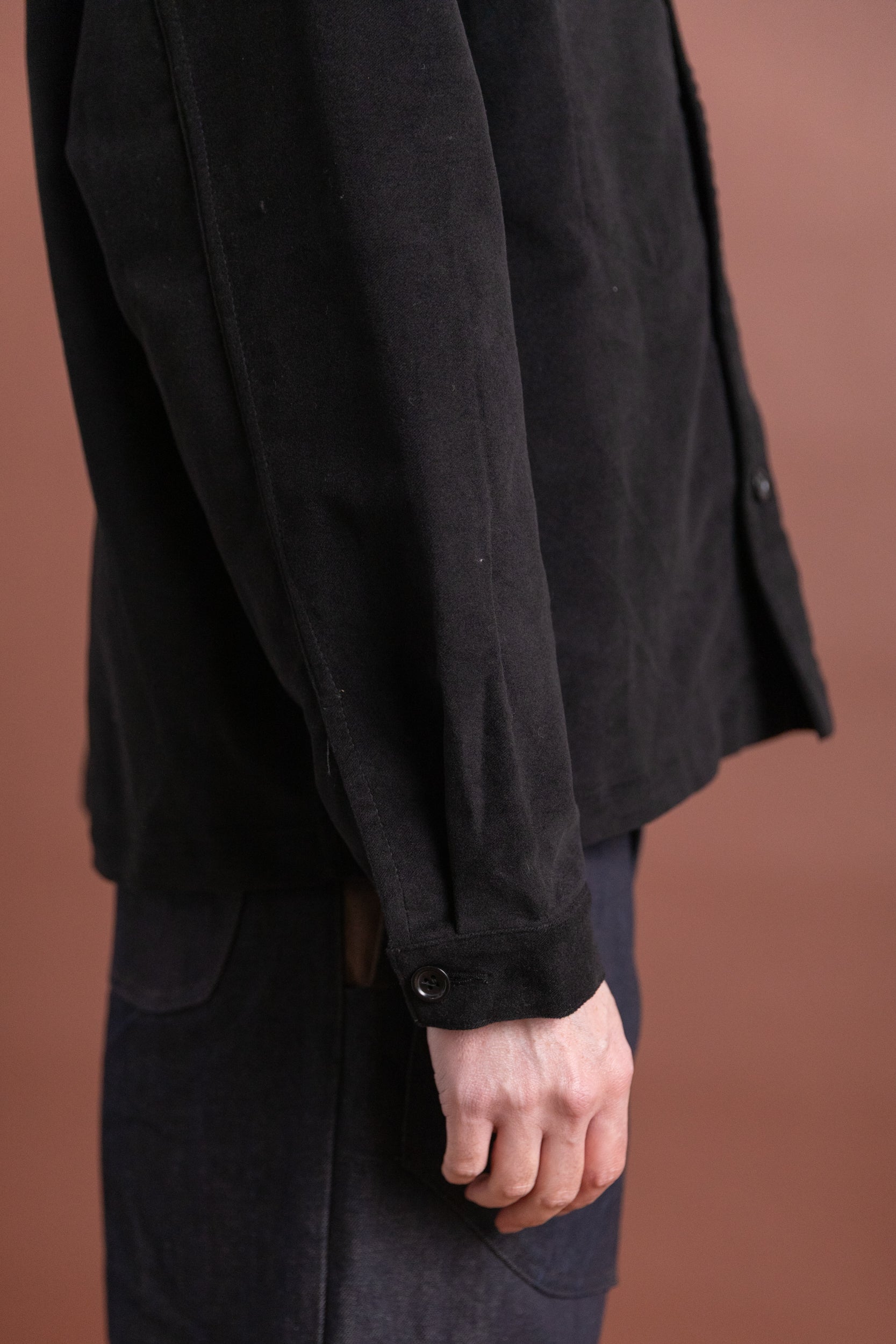 SIGNAL SHIRT IN BLACK COTTON MOLESKIN