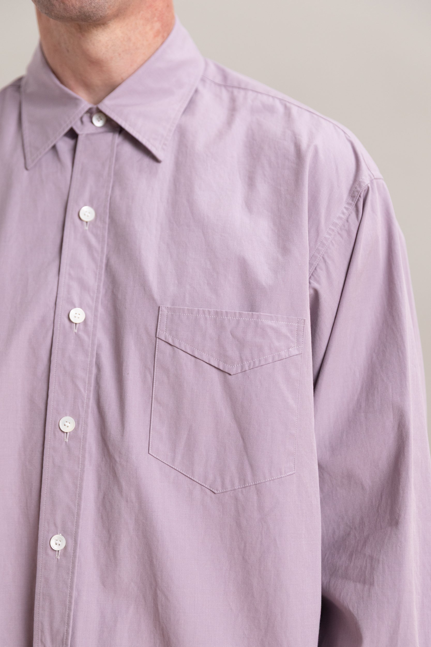 CLASSIC DRESS SHIRT IN LILAC COTTON HAKEME CHAMBRAY