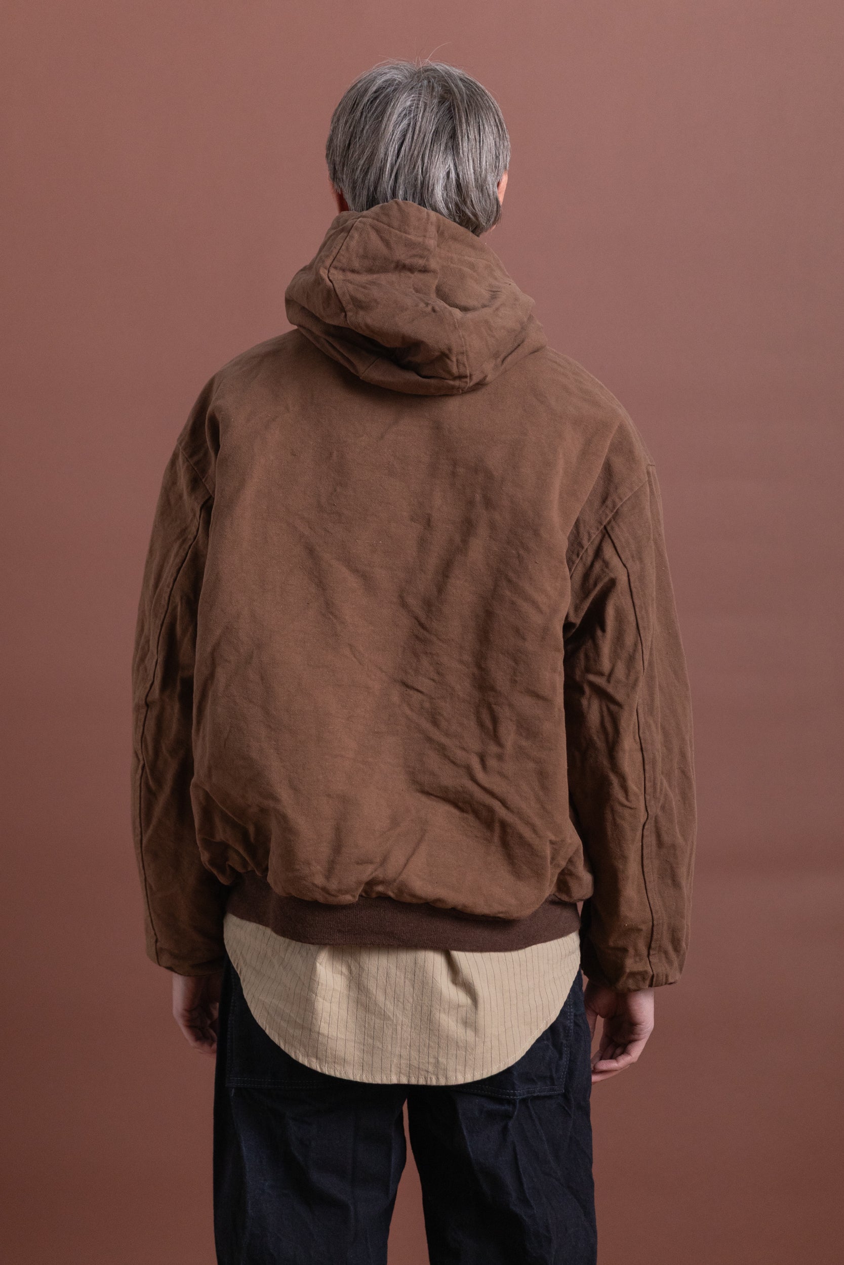 COTTON HEMP HOODY JACKET IN KAKISHIBU