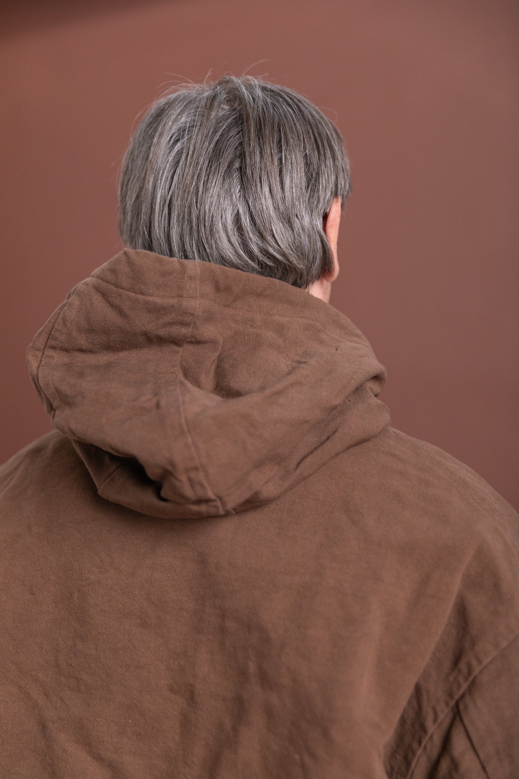 COTTON HEMP HOODY JACKET IN KAKISHIBU