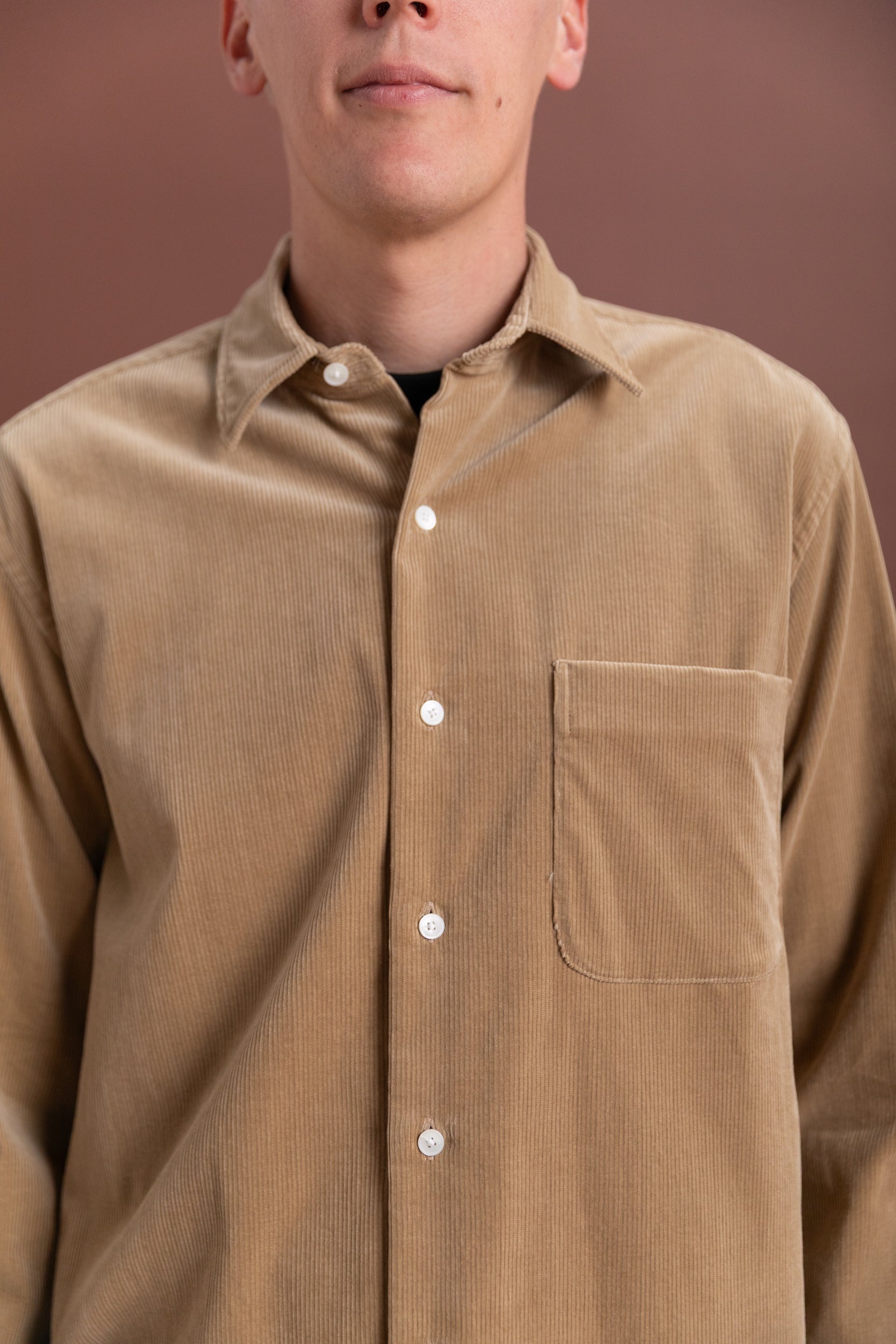 SUVIN CORDUROY REGULAR COLLARED SHIRT IN ALMOND