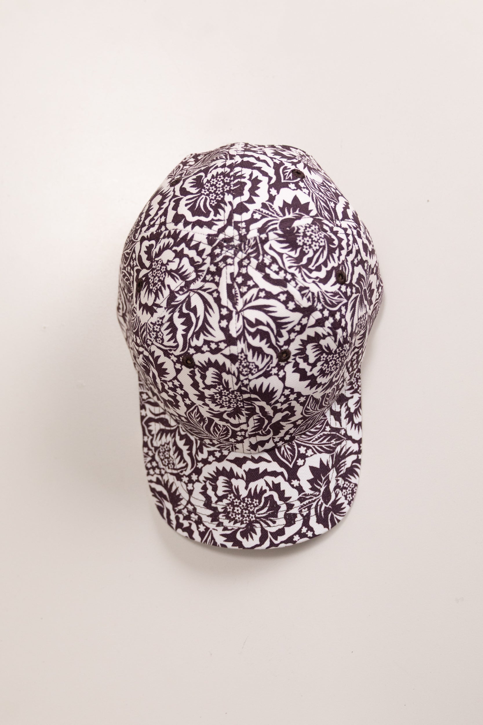 BROWN AND OFF WHITE FLORAL COTTON CANVAS CAP