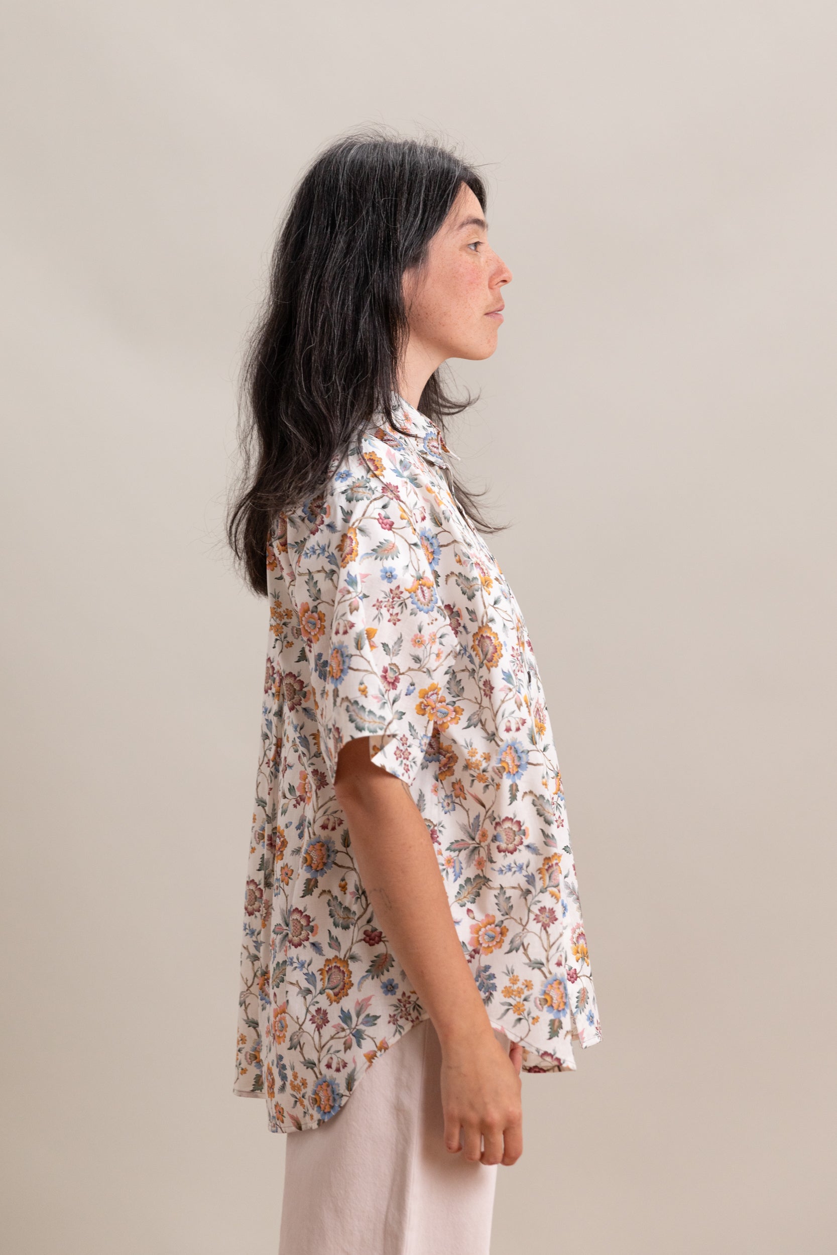 CLASSIC OVERSIZED SHORT SLEEVE SHIRT IN LIBERY OF LONDON LINEN/COTTON