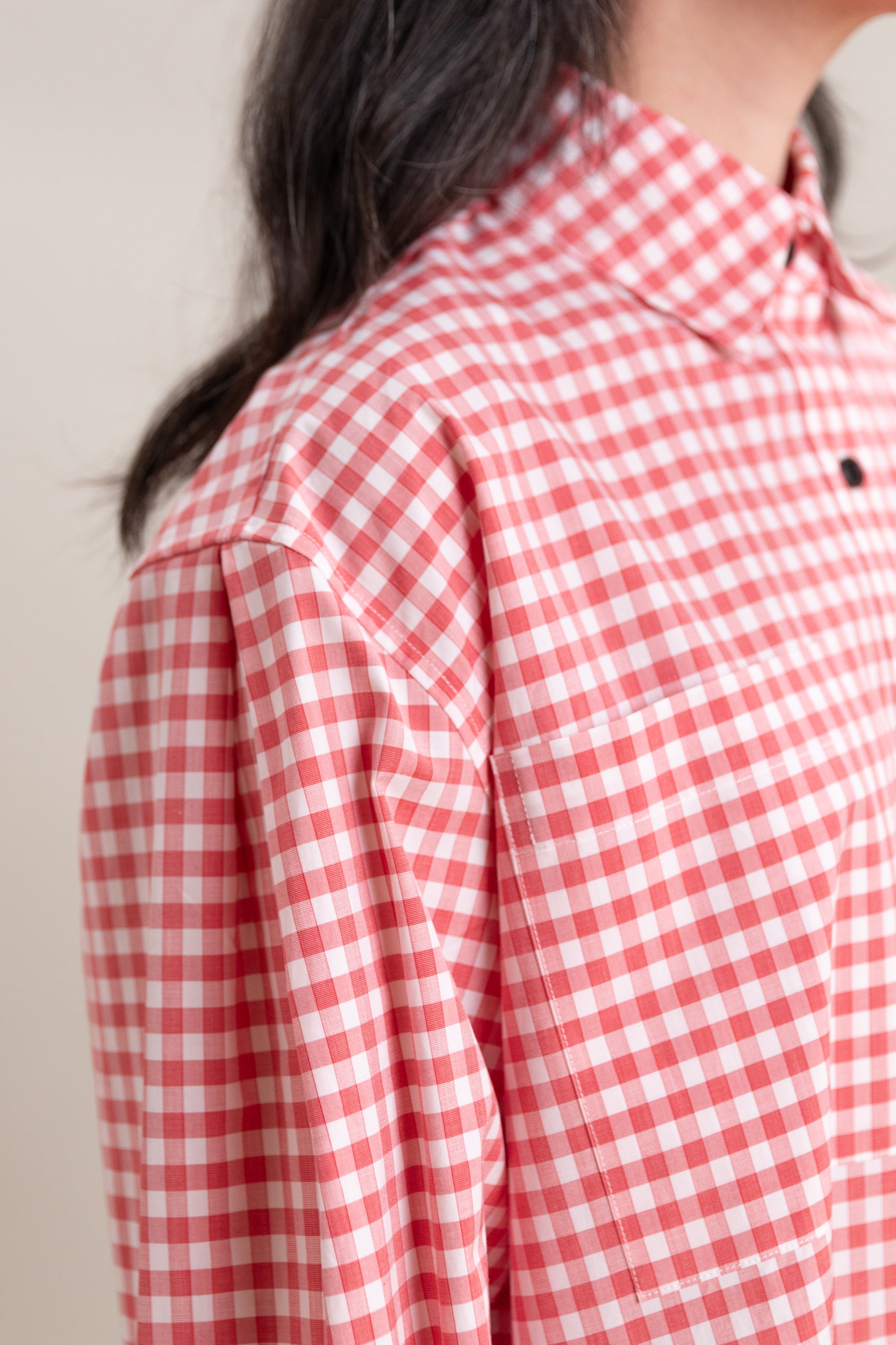 OVERSIZED BIG POCKET SHIRT IN RED GINGHAM