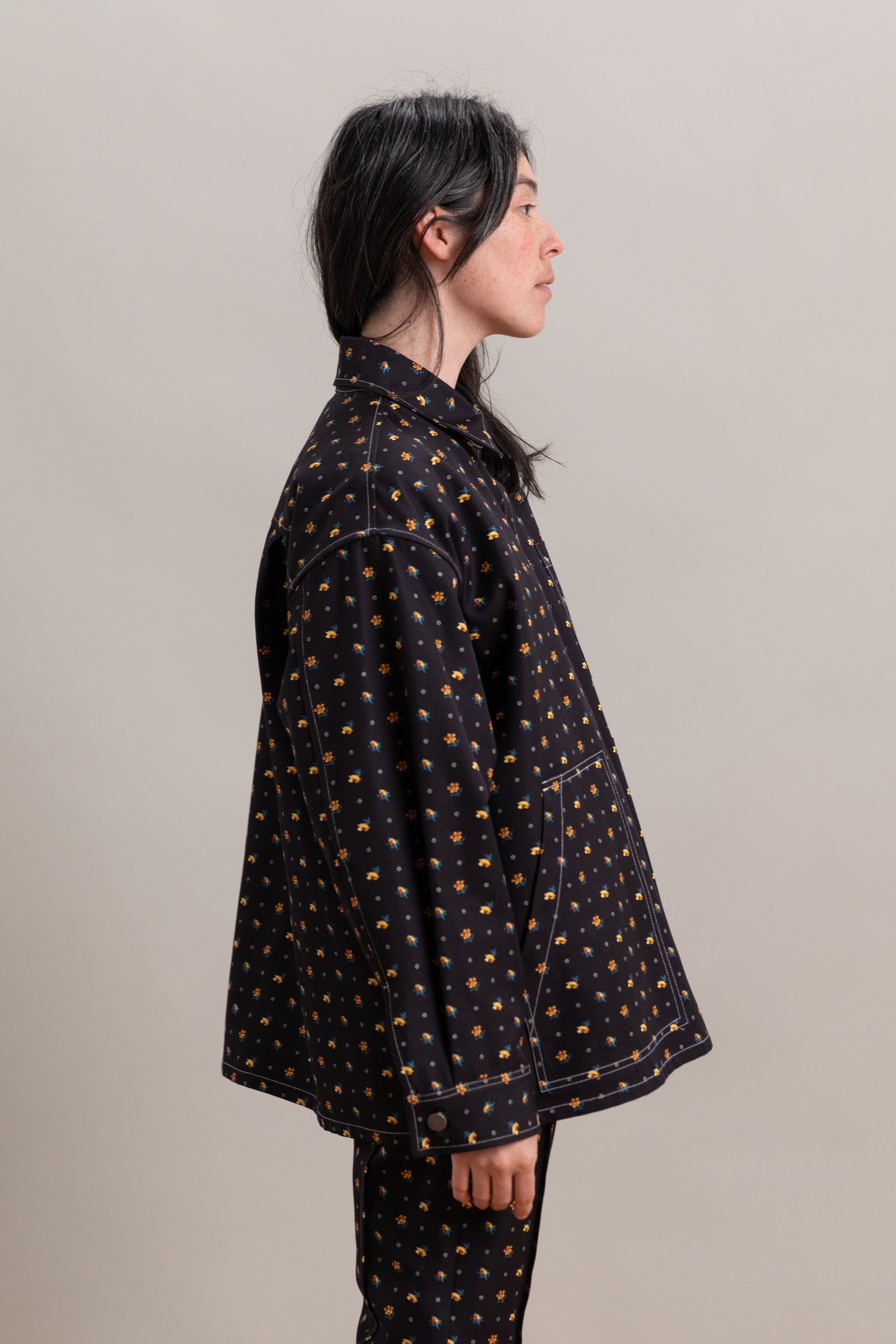 OVERSIZED SHIRT JACKET IN FLORAL CANVAS