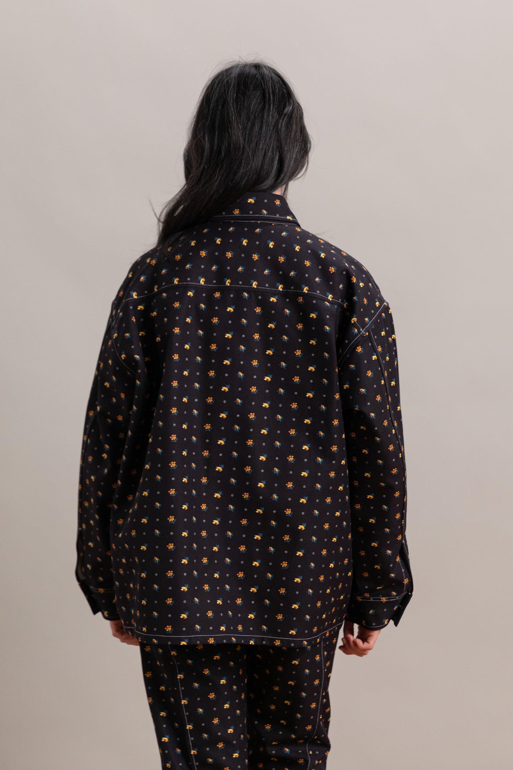 OVERSIZED SHIRT JACKET IN FLORAL CANVAS