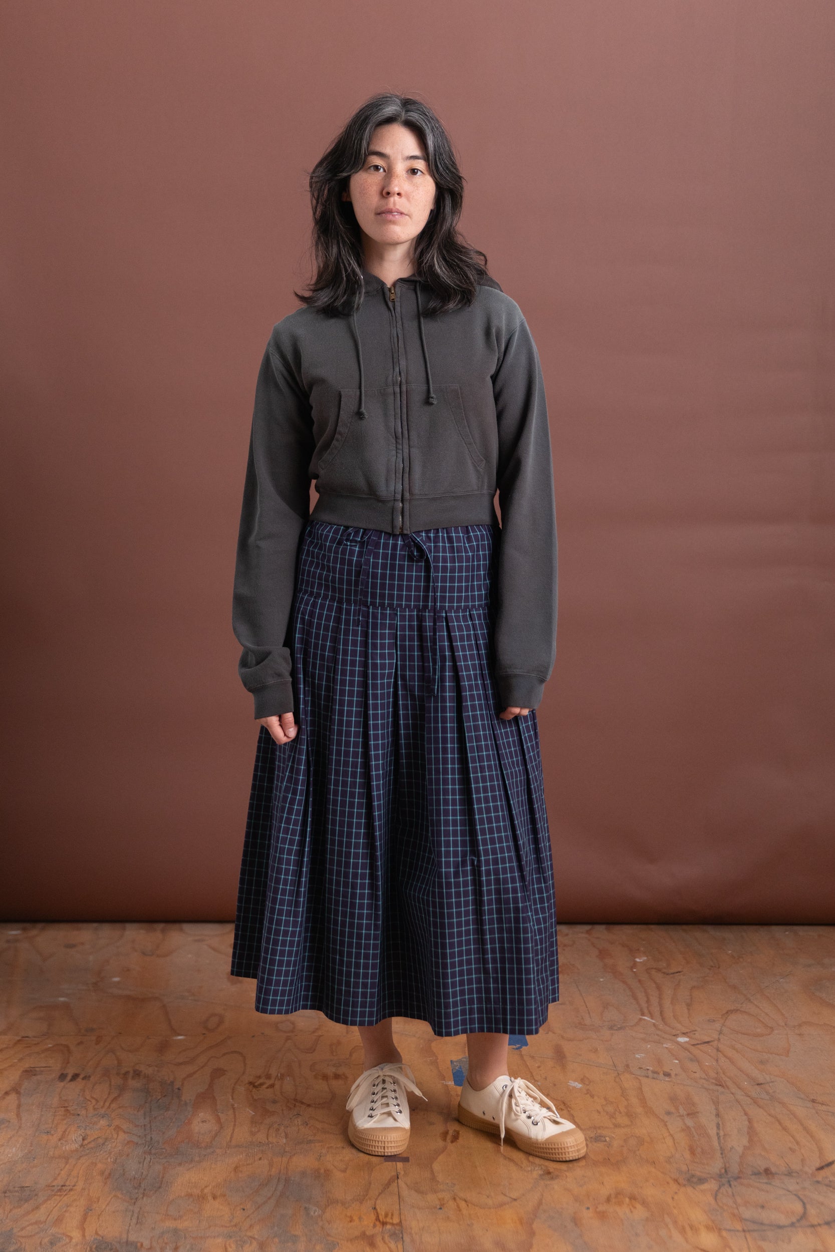 Riu Windowpane tuck short skirt riu Windowpane tuck short skirt